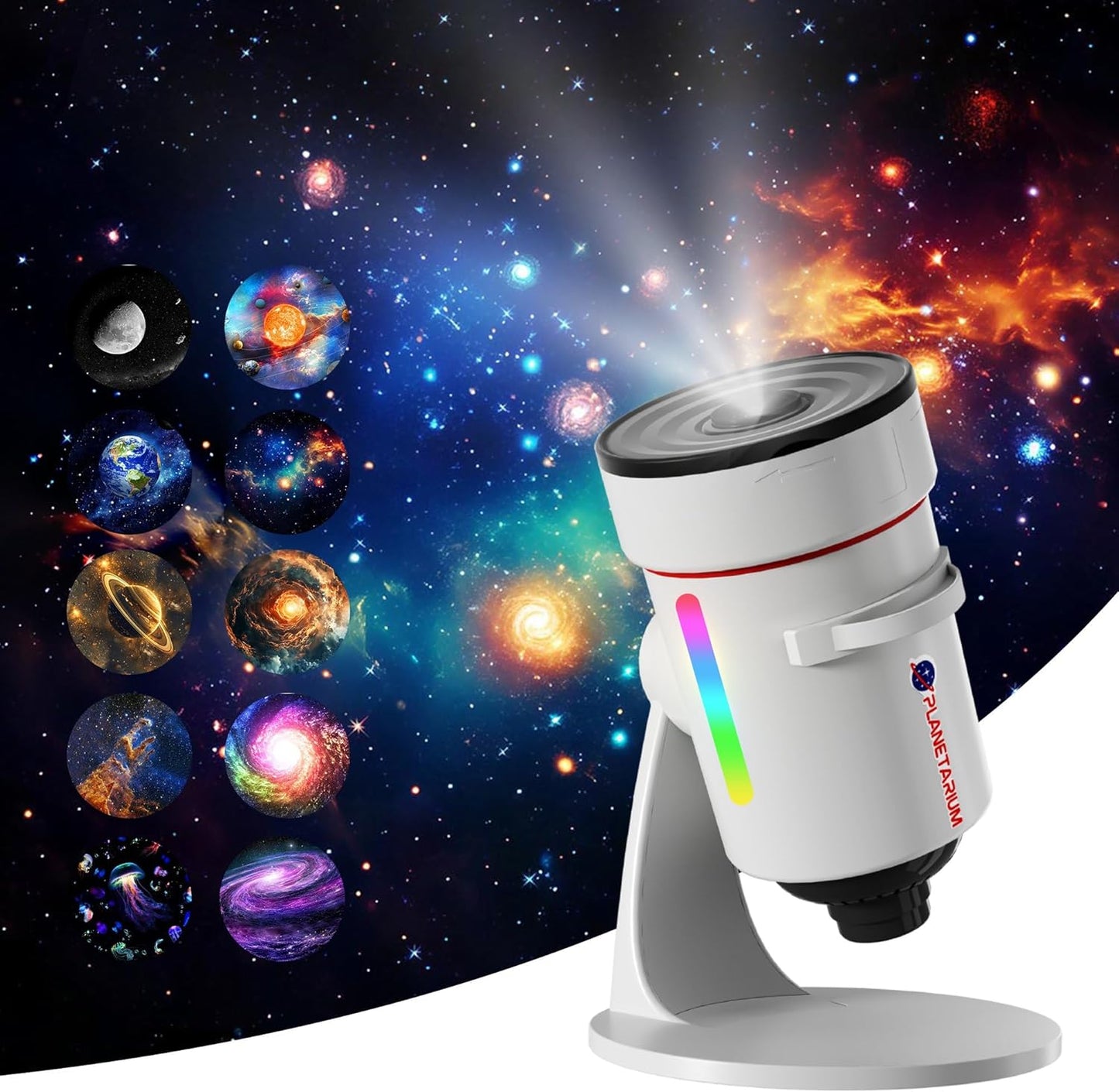 Galaxy Projector，Upgraded 4K HD Star Projector Lens, 10 Realistic Nebula Scenarios Room Lights，Timer off Controls&8-Color Night Light，Super Wide Ceiling Coverage for Bedrooms Home Theaters Kids Rooms