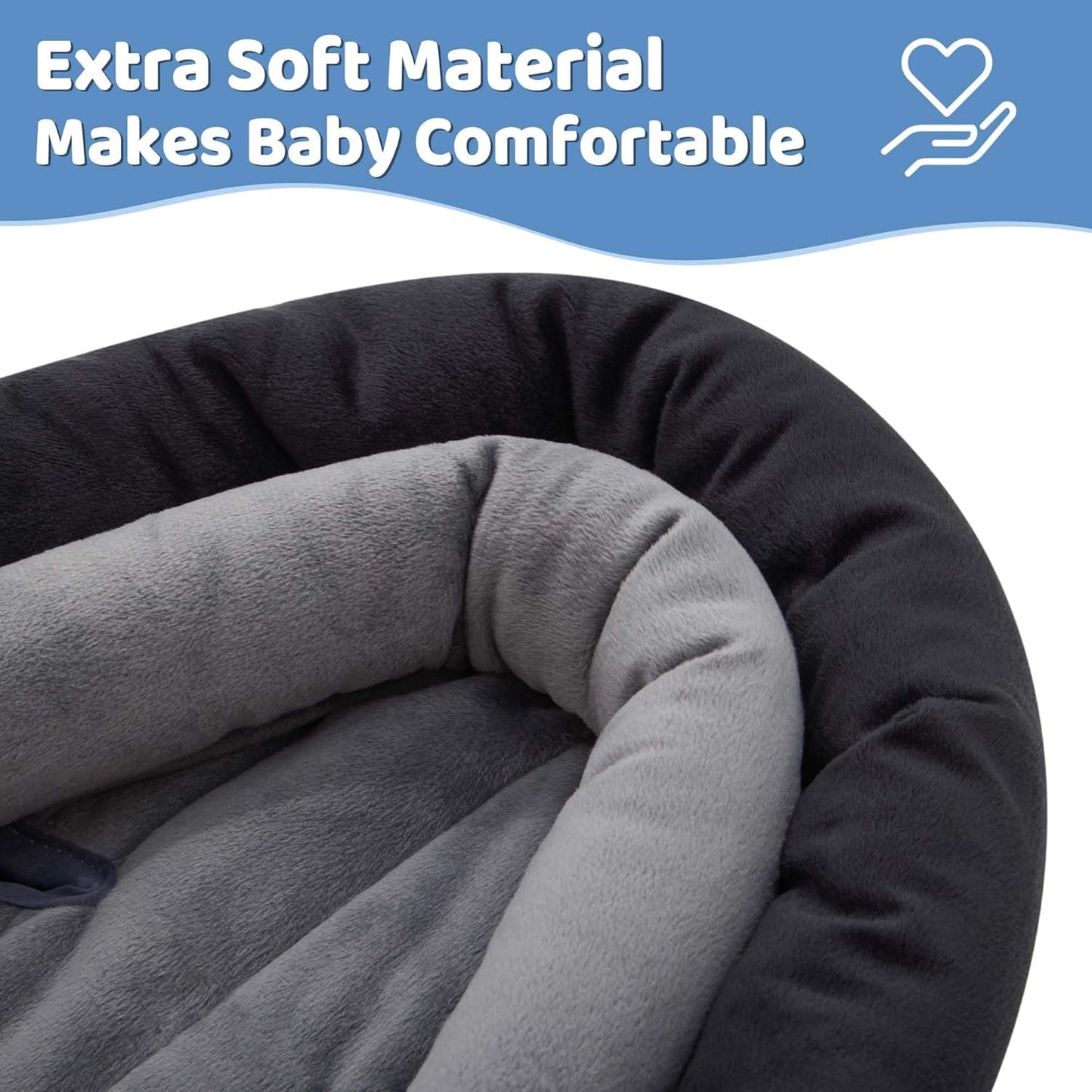 Pro Goleem Breathable 3-in-1 Infant Car Seat Head Support, Soft Infant Car Seat Insert, Carseat Cushion for Toddler, Perfect for Car Seat, Strollers, Swings, Carrier, Bouncer, Black and Grey