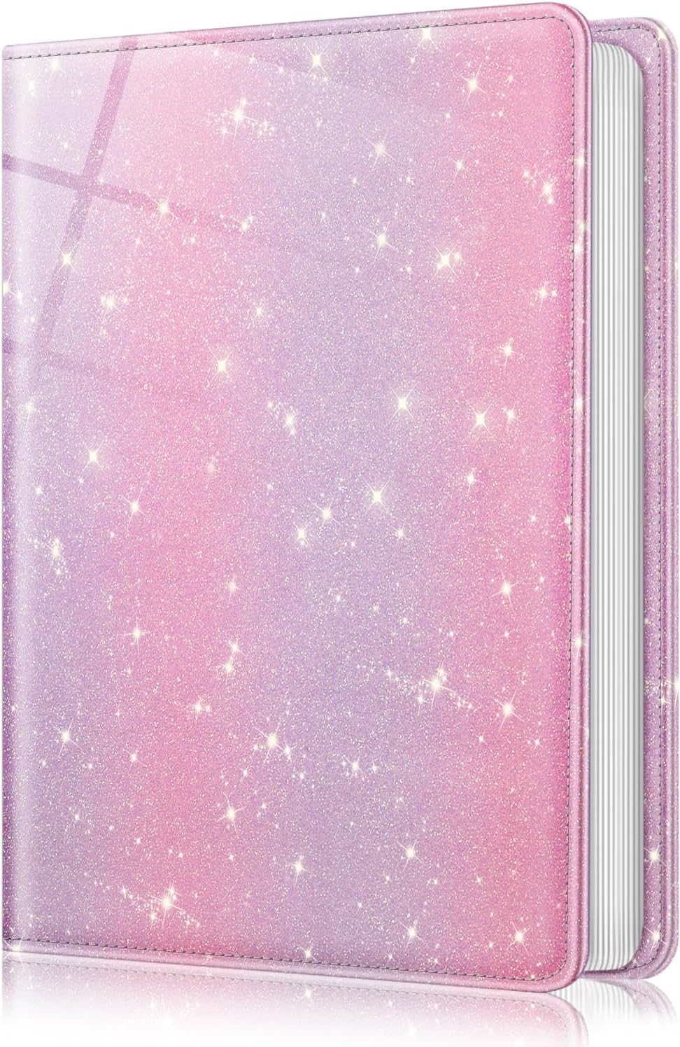 Fintie Photo Album for 4x6 Photos - 112 Pockets Vegan Leather Cover Memory Albums Book for Birthday Family Anniversary Vacation Pictures, Glittering Purple/Pink