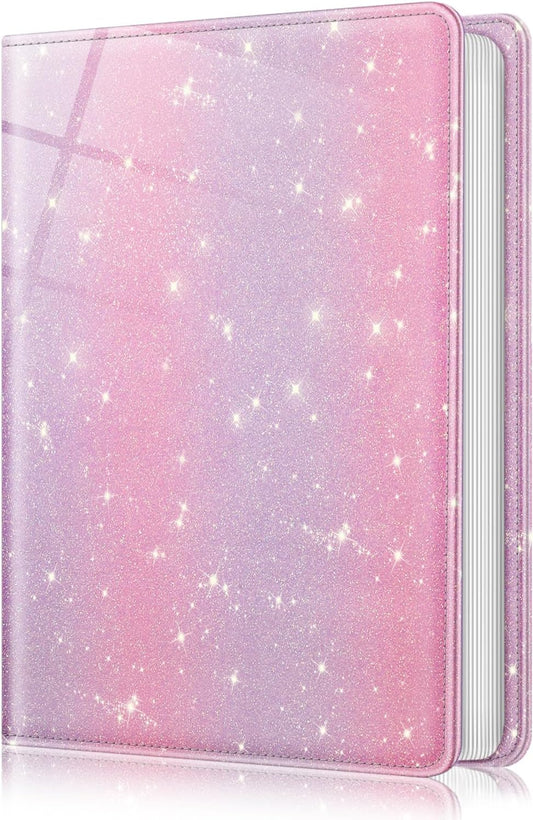 Fintie Photo Album for 4x6 Photos - 112 Pockets Vegan Leather Cover Memory Albums Book for Birthday Family Anniversary Vacation Pictures, Glittering Purple/Pink