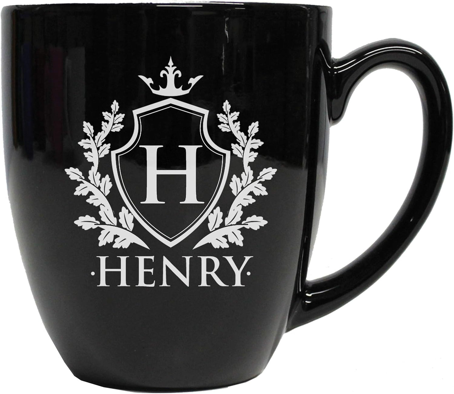 My Personal Memories Custom Monogrammed Coffee Latte Mug and Tea Cup - Personalized and Engraved (Black)