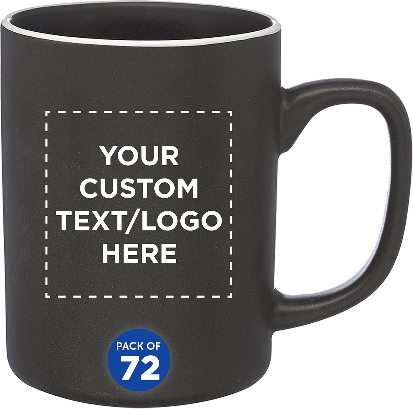 Custom El Grande Matte Ceramic Mugs 20 oz. Set of 72, Personalized Bulk Pack - Perfect for Tea, Espresso, Cappuccino, Hot Cocoa - Charcoal
