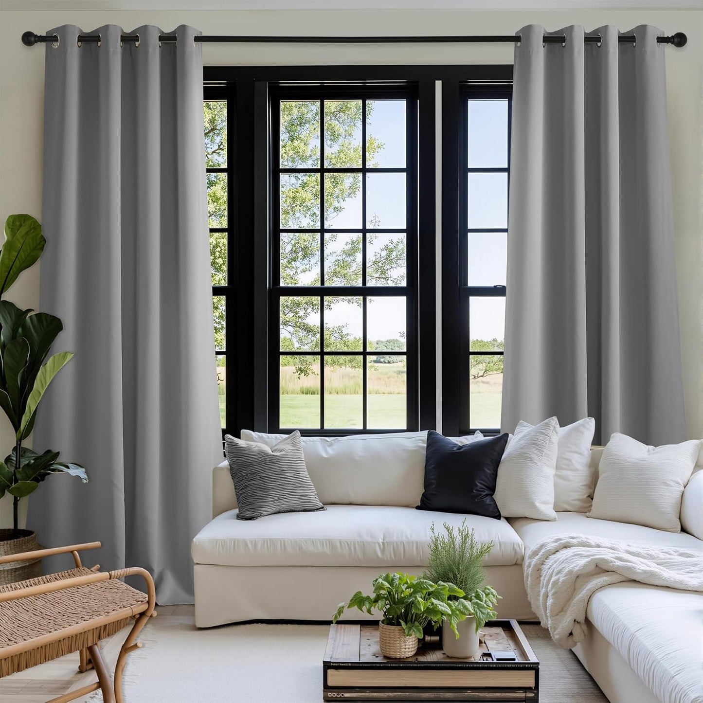NICETOWN Silver Grey Curtains for Living Room 84 inches Long 2 Panels, Thermal Grommet Curtains for Living Room, Noise Reducing Privacy Window Treatment Shades for Bedroom, Laundry Patio, W52