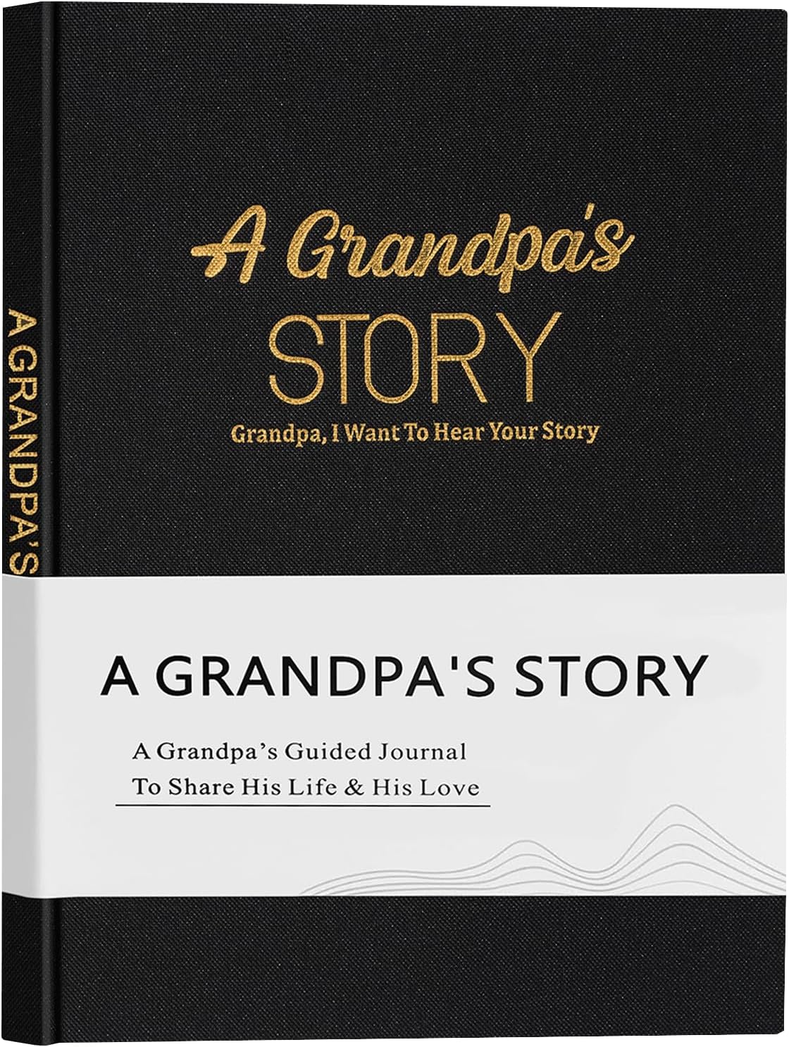 Artmag Grandpa's Life Story Journal Family Keepsake Book Linen Hardcover for Grandpa to Share His Memories, with 250+ Prompt Questions Gift for Birthday Father's Day Christmas (Black)