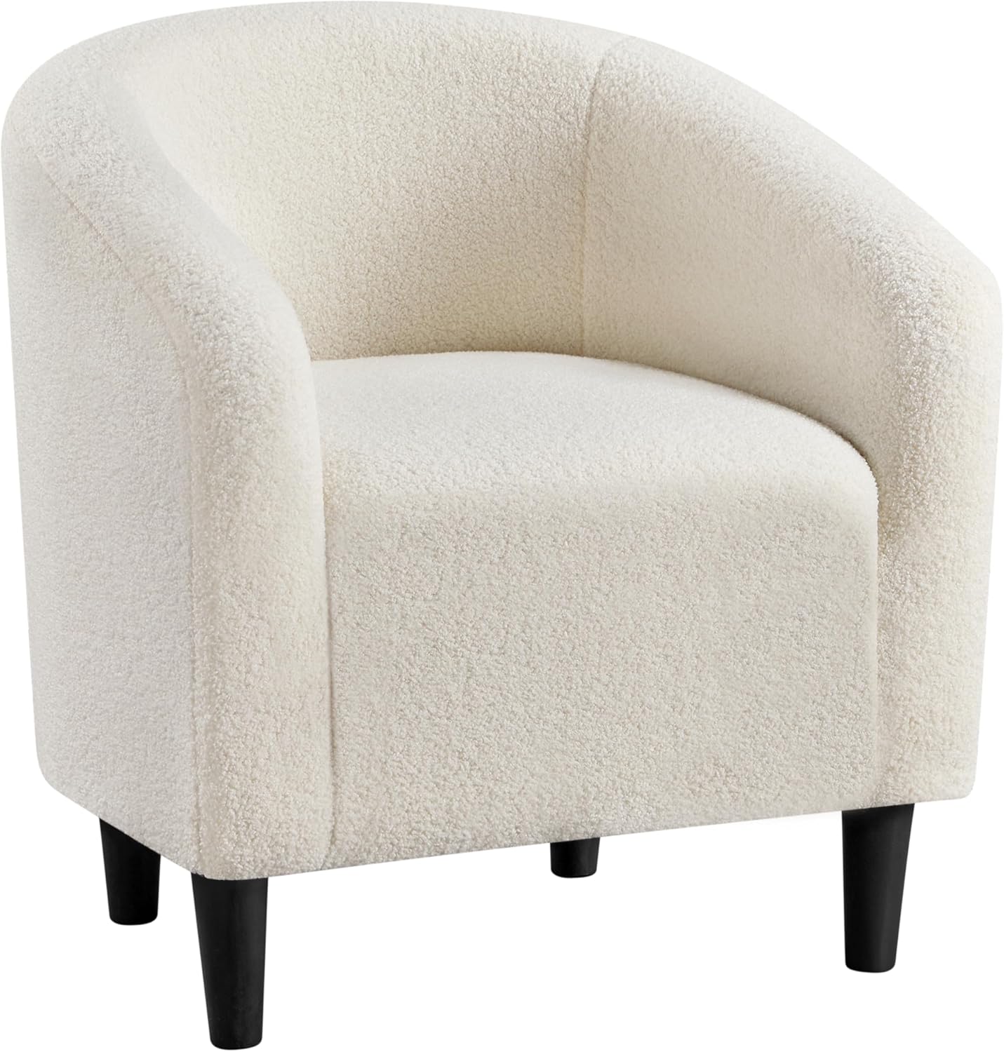 Yaheetech Accent Barrel Chair, Boucle Fabric Club Chair, Furry Sherpa Elegant Armchair with Cozy Soft Padded, Suitable for Living Room Bedroom Reception Room Office, Ivory