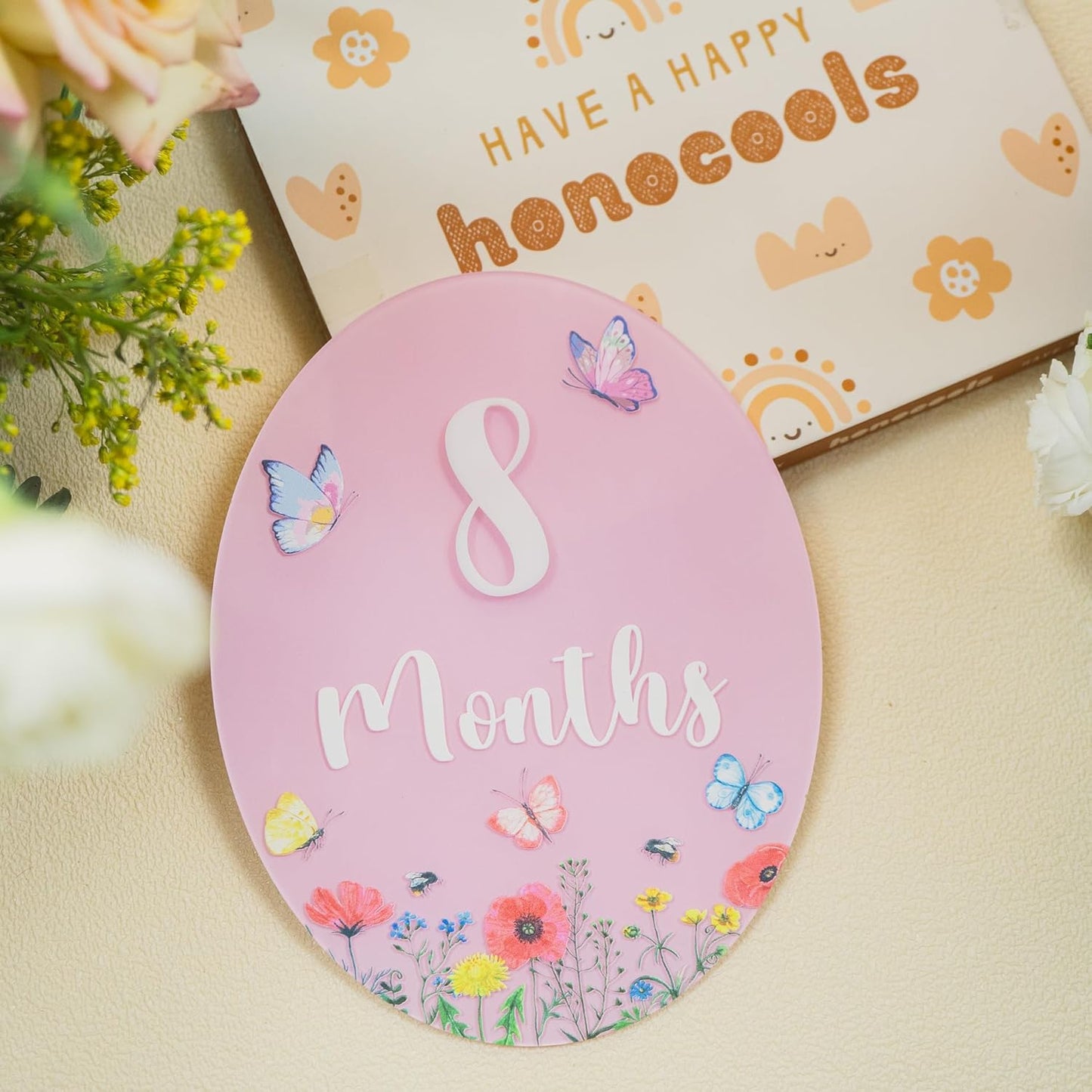 Baby Monthly Milestone Sign - Acrylic Baby Monthly Milestone Card - Newborn Photography Props to Document Your Baby´s Growth - Baby Announcement Sign (B11)