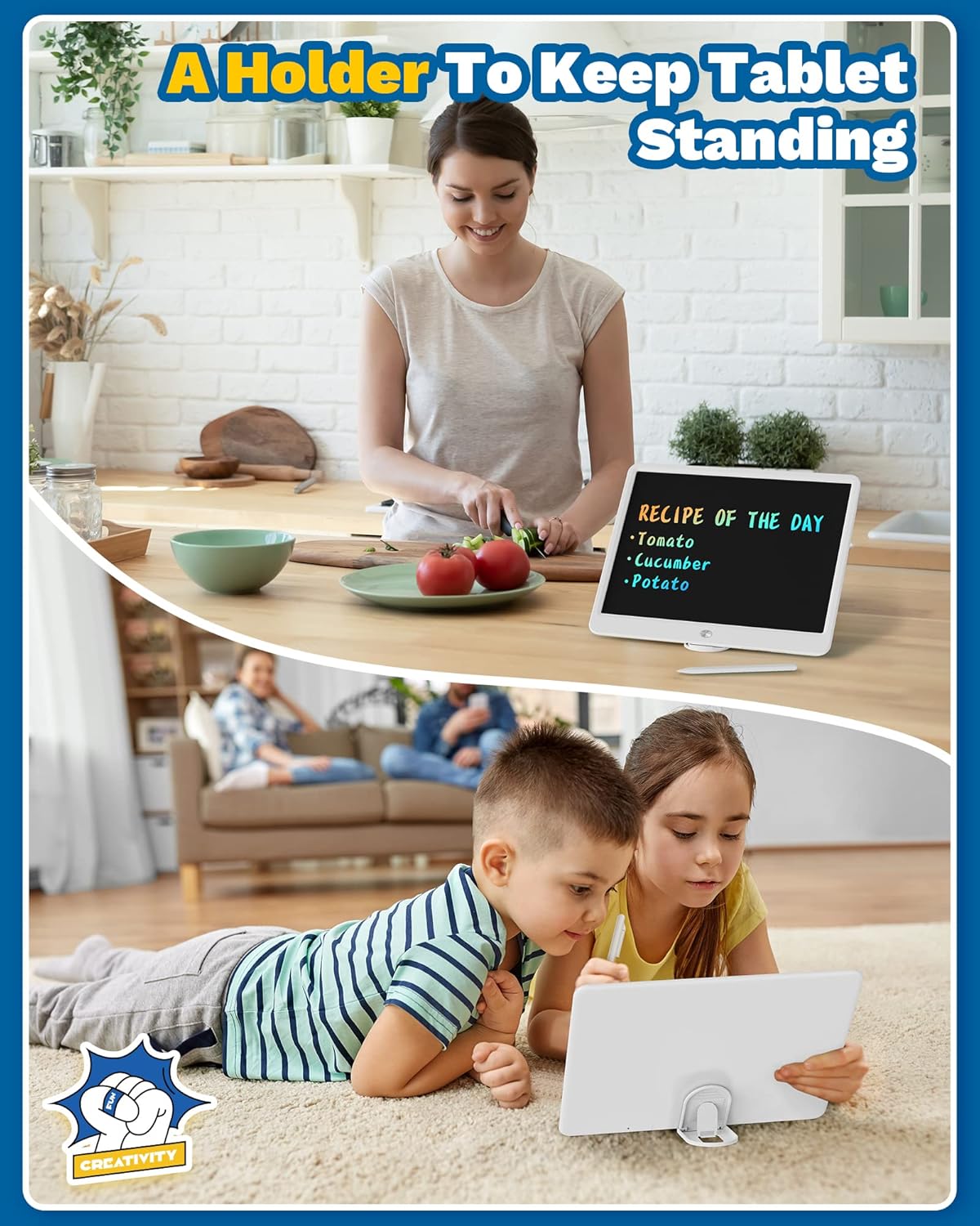 TEKFUN Easter Gifts for Kids, 15inch LCD Writing Tablet Drawing Board, Teen Girl Boy Gifts Age 8 and Up, Birthday Gifts for All Age Groups, Erasable Writing Tablet for Business Meeting (White)