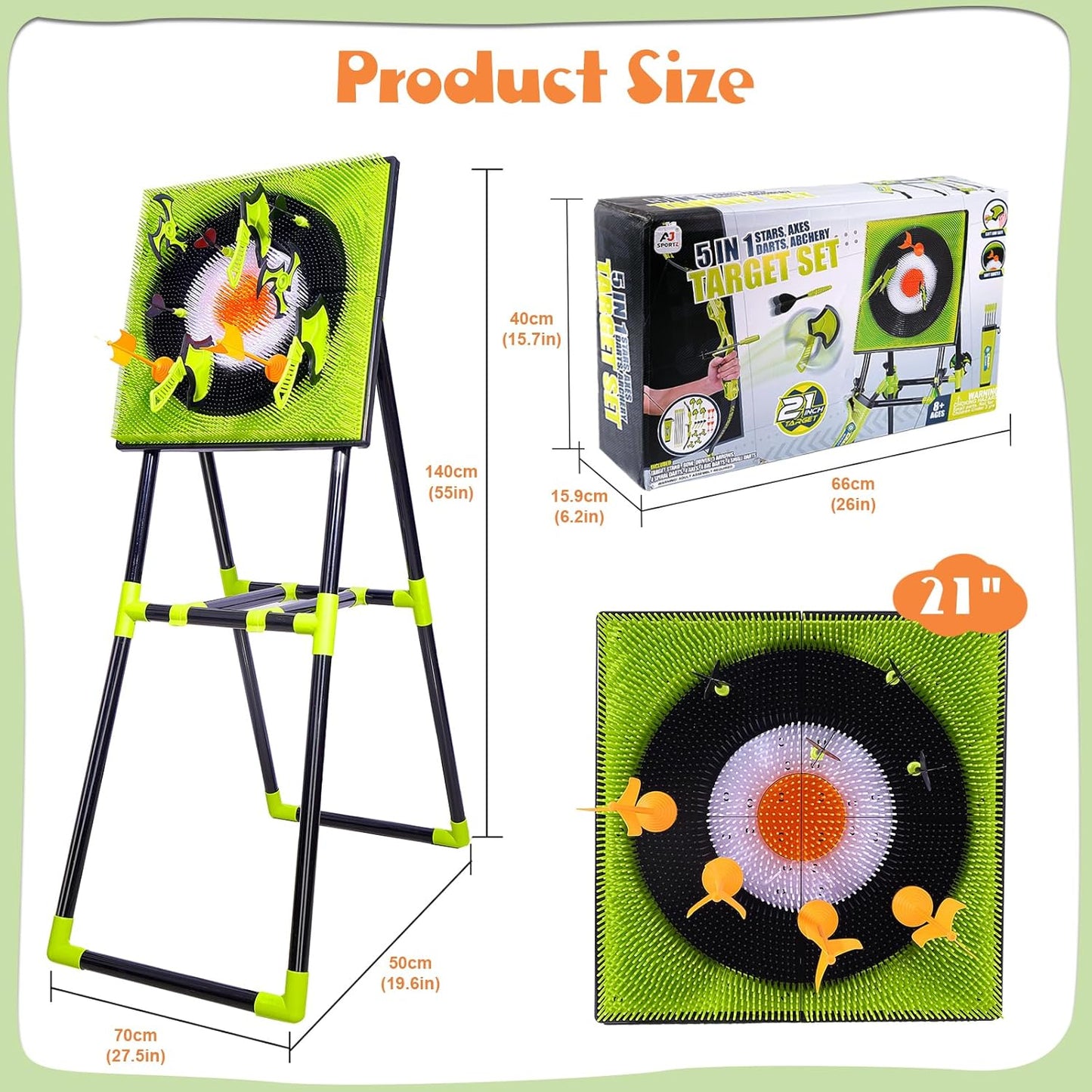 Axe Throwing Game for Backyard,Plastic Axe Throwing Game Set,Ax Throwing Game Set for Adults,Contains Foldable Axe Throwing Board,Axes,Bows and Arrows and 3 Types of Darts for Family Games