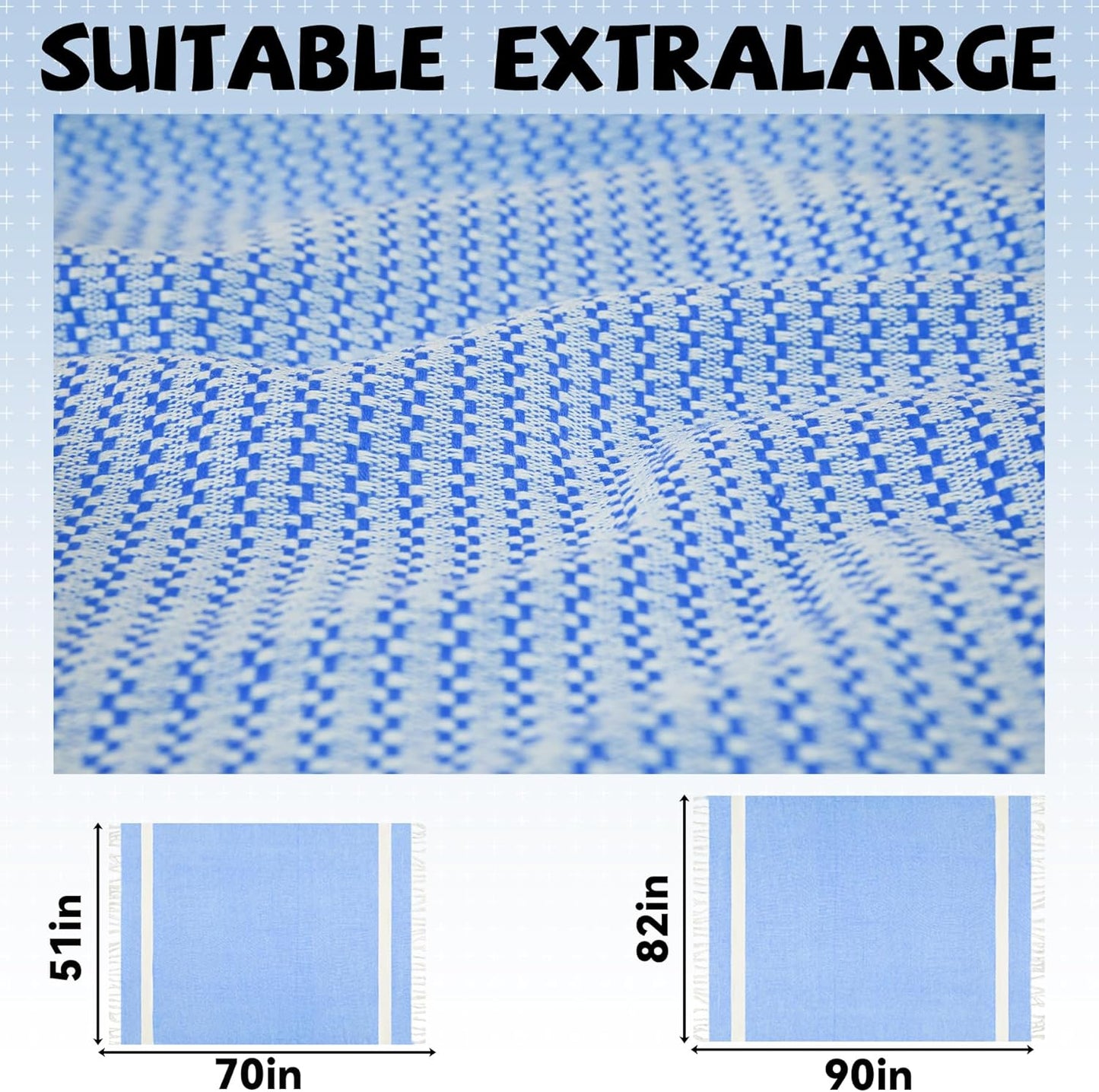 Oversized Camping Blanket Throw Blanket Turkish Beach Towel Picnic Car Essentials Lightweight Compact Roadtrip Gadgets Motorhome Rv Accessories Glamping Tent Gear Must Haves Hiker Equipment Supplies