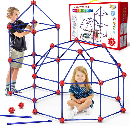 Fort Building Kit for Kids,STEM Construction Toys, Christmas & Birthday Gift for 4 5 6 7 8 9 10 11 12 Years Old Boys and Girls,Ultimate Creative Set for Indoor & Outdoors Activity,140 Pcs,Original