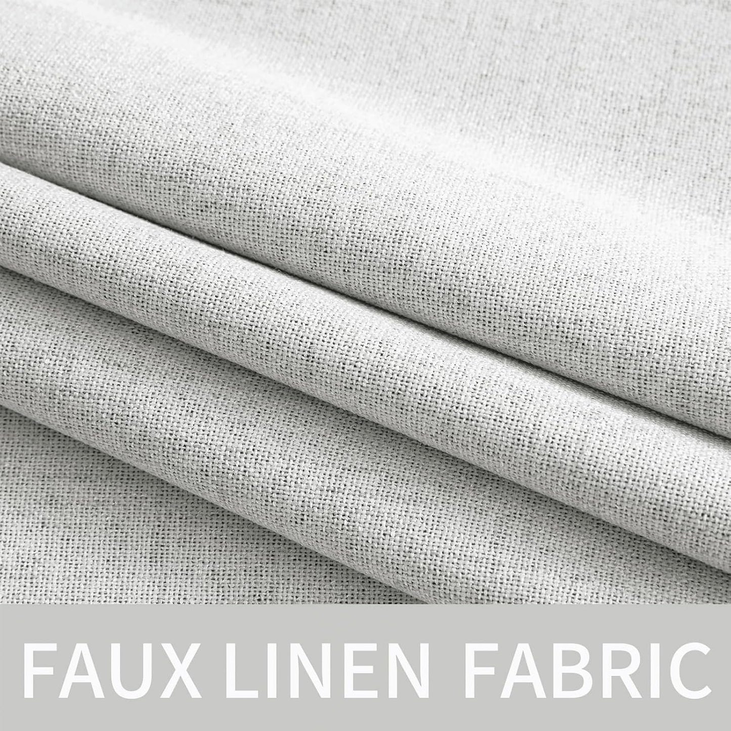 MIULEE Linen Textured Curtains for Bedroom Solid 100% Blackout Thermal Insulated Heathered White Grommet Room Darkening Curtains & Drapes Luxury Decor for Living Room Nursery 52 x 54 Inch (2 Panels)