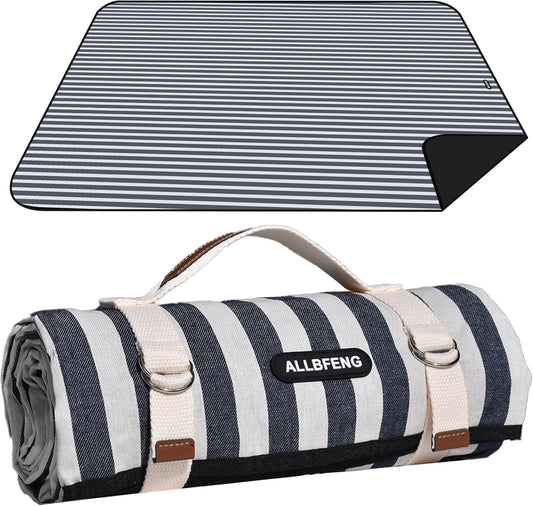 Picnic Blankets 80" x 60" Extra Large Outdoor Blanket Sand Free Foldable with Carry Strap for Beach, Camping, Park Grass, Hiking, Travel, Concerts, Indoors