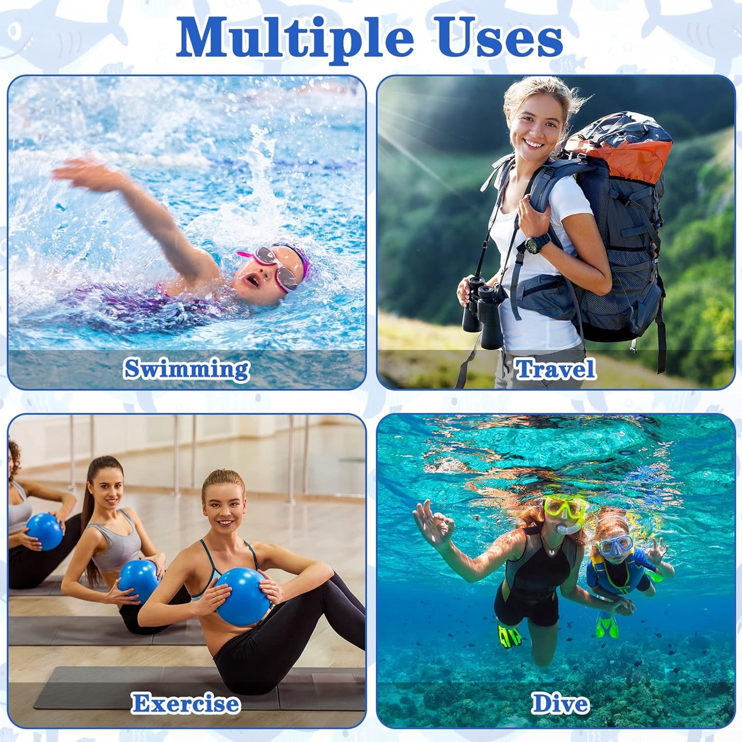 Shappy 2 Pcs Large Travel Laundry Bag Washable Waterproof Wet Dry Large Dirty Clothes Bag Bathing Workout(Shark)