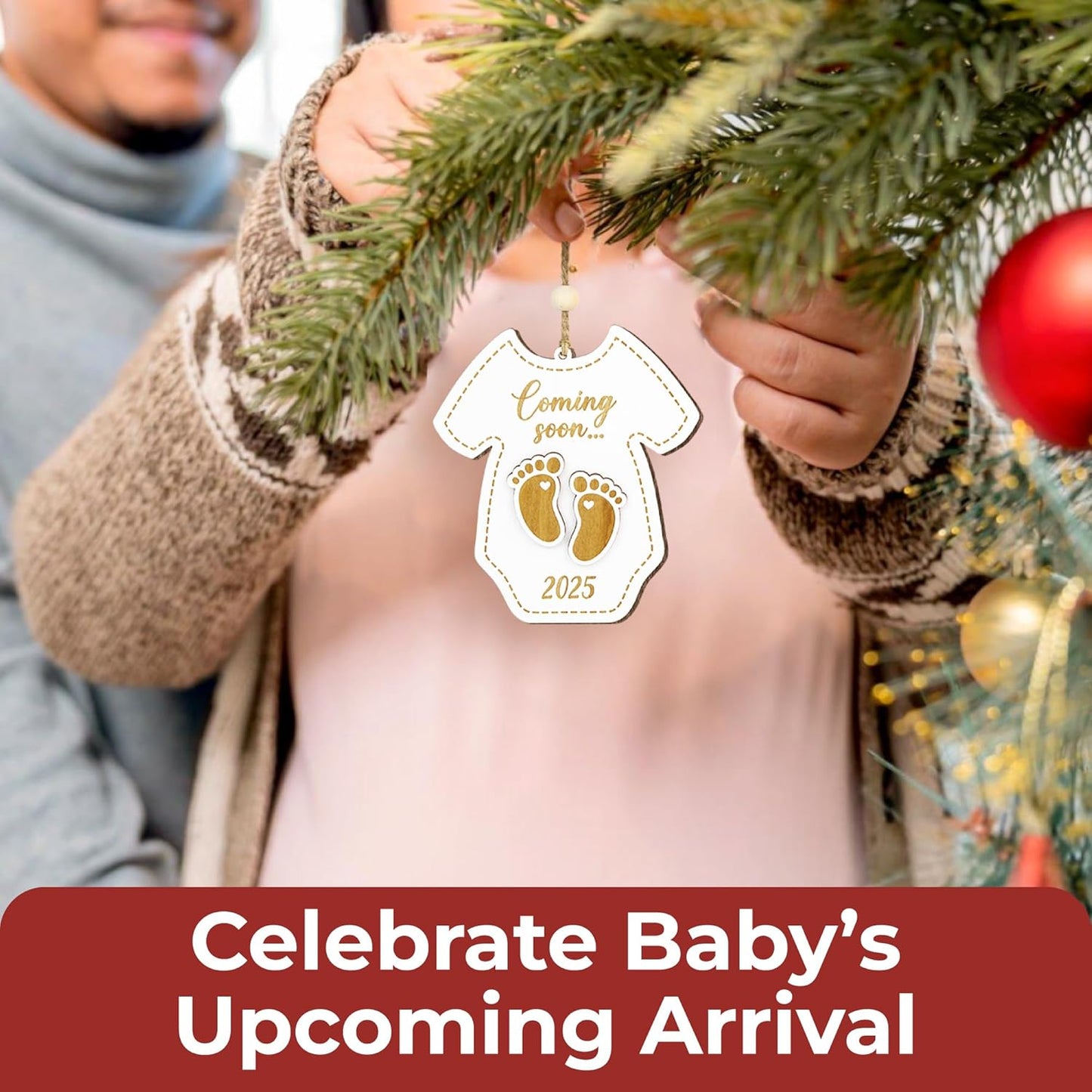 Christmas Pregnancy Announcement Ornament - New Baby Coming Soon 2025 Ornaments, Pregnant Christmas Ornament 2024 for Husband Mom, Expecting Parents to Be Gifts Baby Announcement Ideas