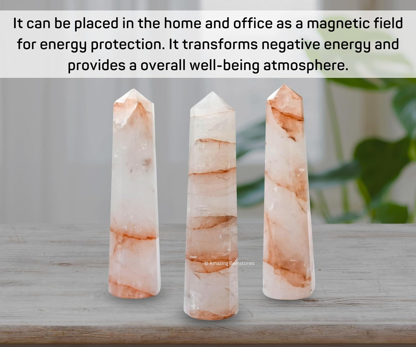 Amazing Gemstone Red Hematoid Quartz Crystal Towers - Natural Healing Crystal Point Obelisk for Reiki Healing and Crystal Grid (3 Inch)