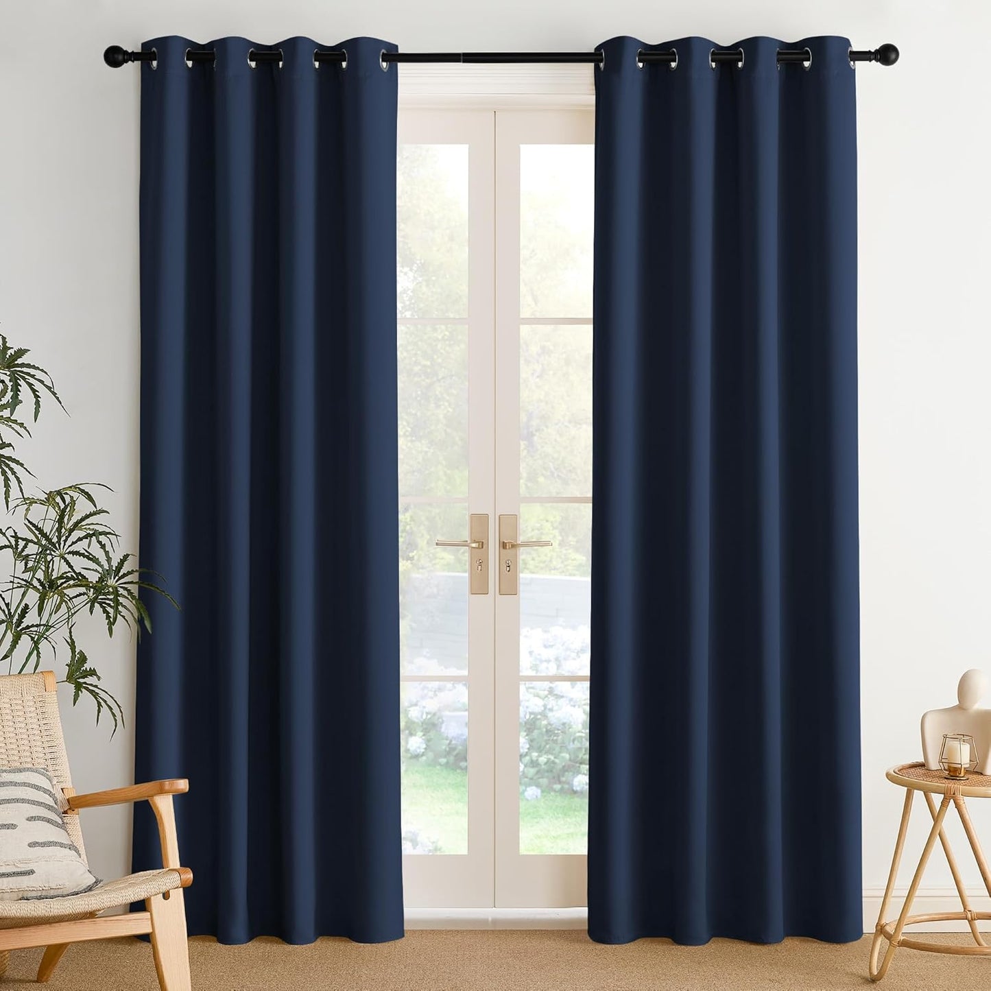 NICETOWN Navy Blue Blackout Curtains 84 inch Long, Thermal Grommet Privacy Energy Saving Shades for Bedroom, Living Room, Bathroom, Laundry, Patio, Closet - Waterproof, 2 Panels, W52 x L84