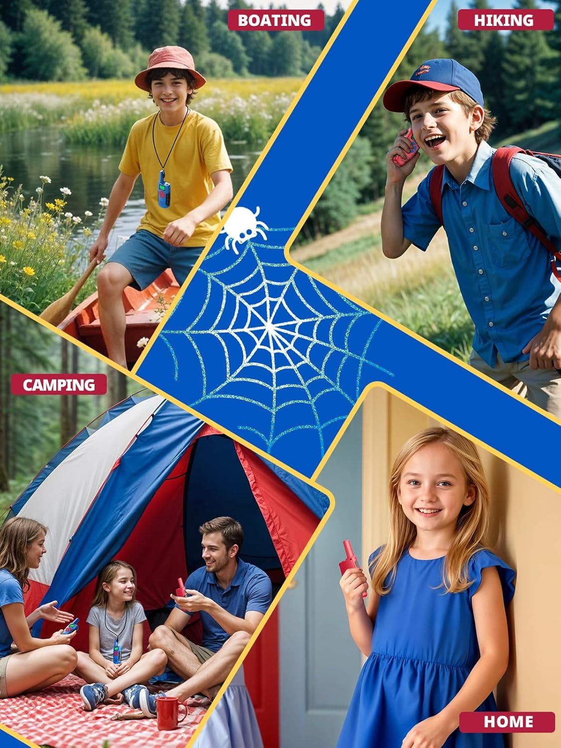 Walkie Talkies for Kids Rechargeable,Toys for Boys and Girls Ages 3-12, 2 Pack Long Range 2-Way Radios, Birthday Gifts,Christmas Stockings, Outdoor Play, Family Games, Hiking Camping Gear