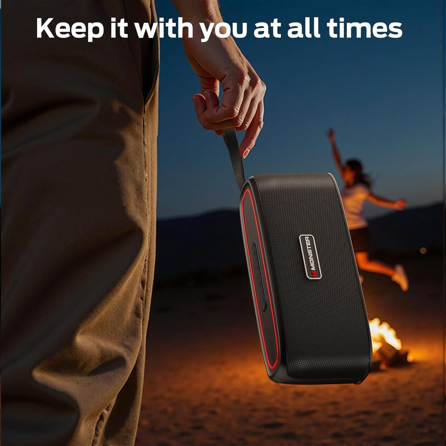 Monster Shock Portable Bluetooth Speaker, True Wireless Speaker, 30W Loud Stereo Sound, IPX6 Waterproof,17 Hours Playback, Bluetooth 5.4 TWS Pairing ，Outdoor Speakers with Handle