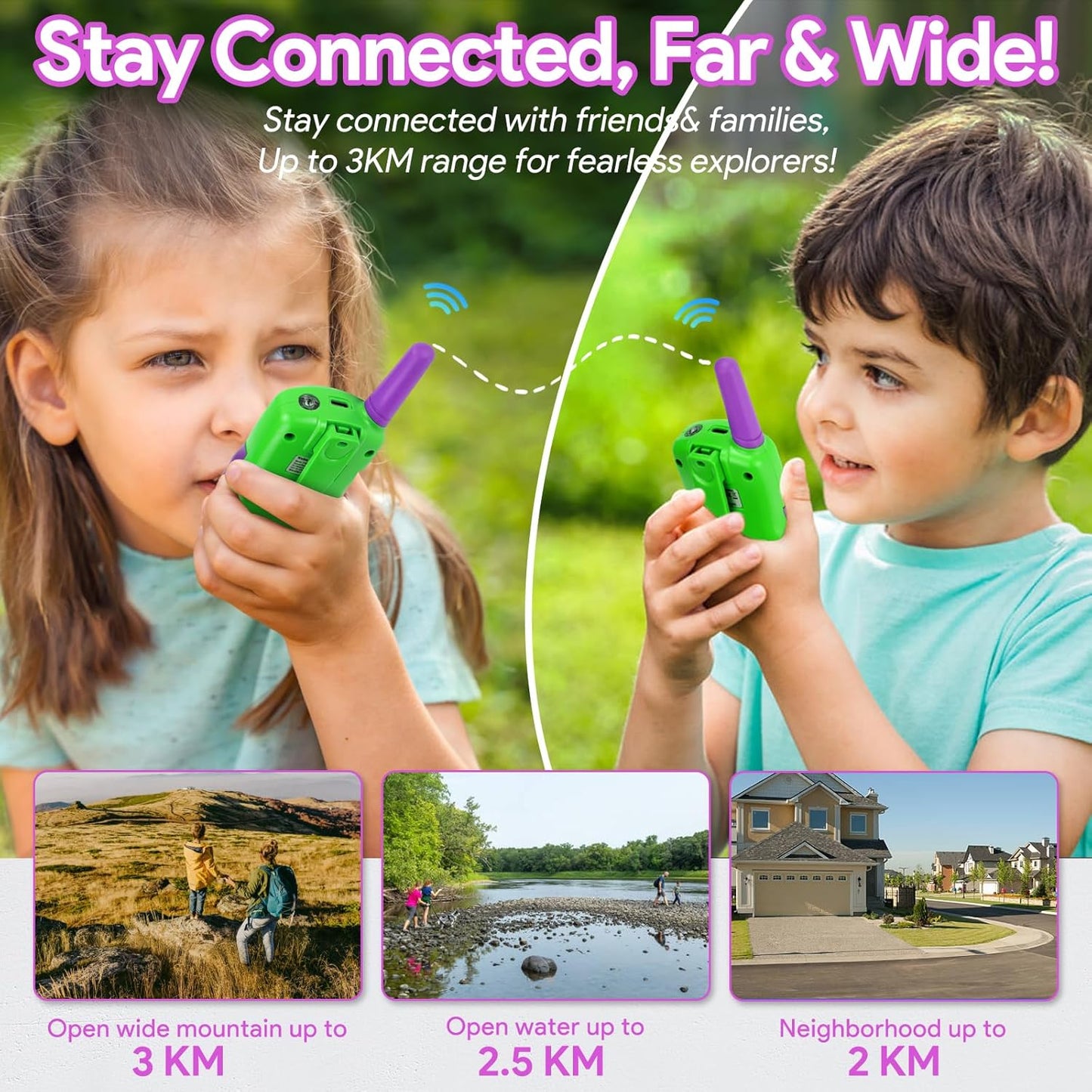 Vvinca Walkie Talkies for Kids Rechargeable, Spider Toys for Ages 3 4 5 6 7 8 9 10 Boys Girls Christmas Birthday Gifts for 3-12 Year Old, 2 Way Radio 22 CH VOX Long Range Walkie Talkie with Flashlight