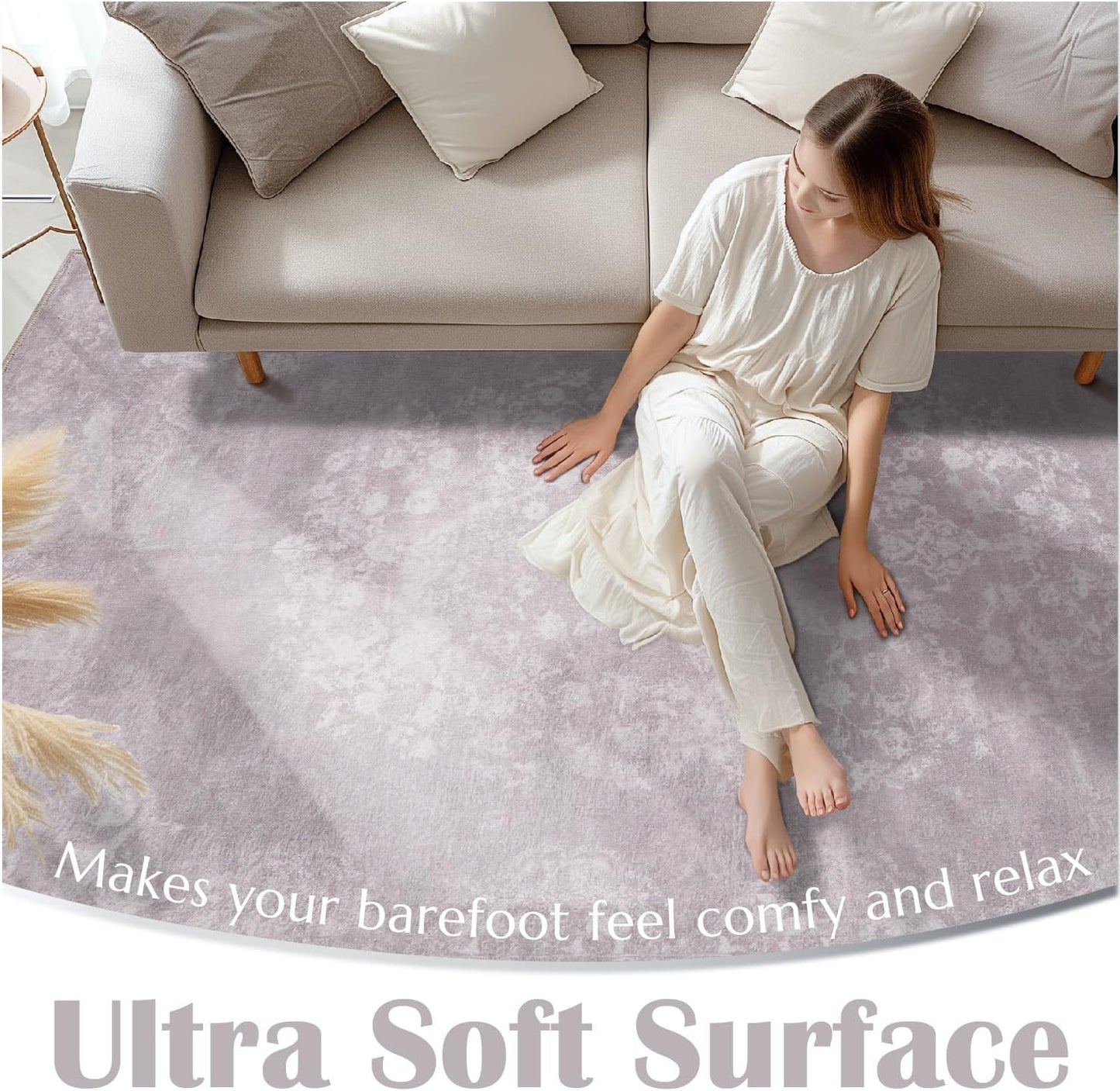 jinchan Vintage Floral Runner Rug 2x5 - Machine Washable Distressed Design Non-Slip Low-Pile Soft Thin Carpet for Hallway Kitchen Farmhouse Bedroom Entryway Laundry Room (2x5ft,Orchid)