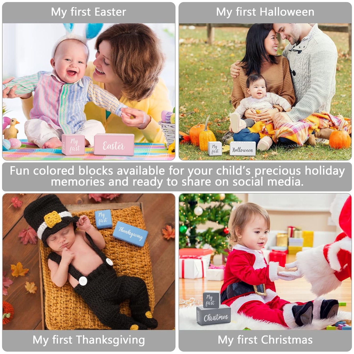 Gray Monthly Milestone Blocks with Bag. Baby Age Blocks for Girl or Boy Baby Photo Props. Month Baby Milestone Blocks with Grammatically Correct Month and Year