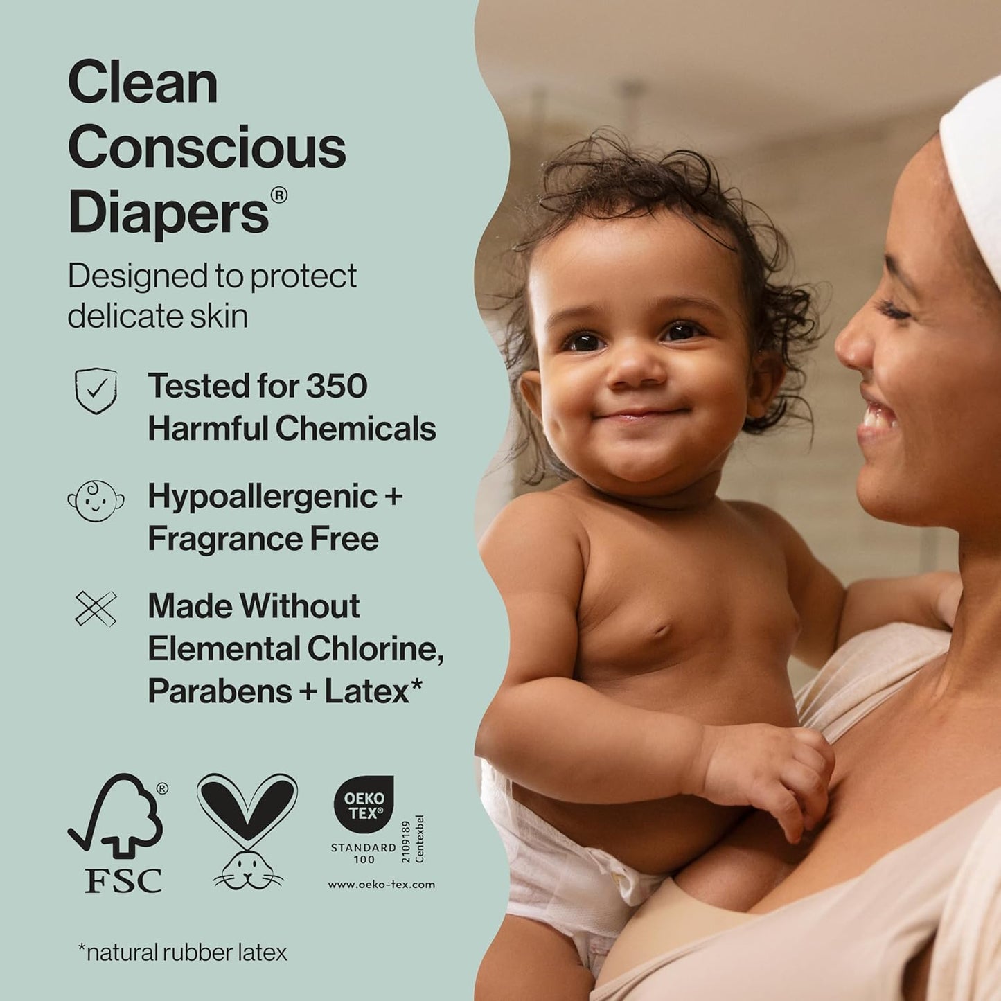 The Honest Company Clean Conscious Diapers for Delicate Skin | Up to 100% Leakproof | Hypoallergenic, Fragrance Free | Girl Prints | Super Club Box, Size 2 (12-18 lbs), 124 Count (Prints May Vary)