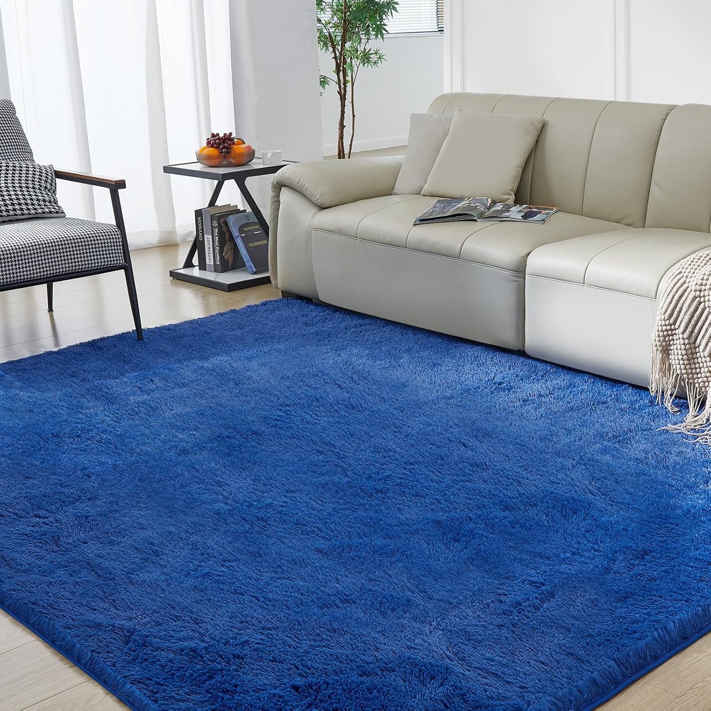 Ultra Soft Rug for Living Room, 9X12 Fluffy Shag Area Rug for Bedroom, Modern Shaggy Carpets Fuzzy Rug for Teens Dorm Nursery Home Decor Aesthetic, Upgrade Anti-Skid Durable, Blue