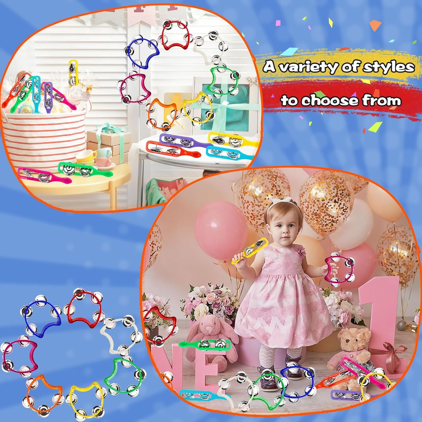 84 Pcs Musical Instruments for Kids 42 Plastic Handheld Tambourine Bells 42 Colorful Cymbals Percussion Shaker Noise Makers Rhythm Toy Set for Church Preschool Classroom