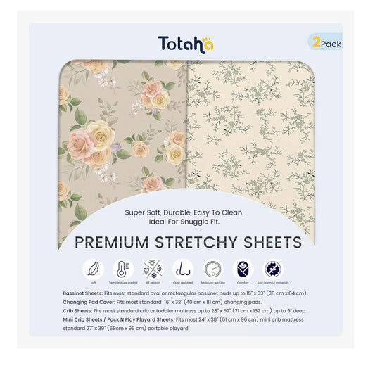 TotAha Changing Pad Cover, Buttery Soft Diaper Changing Pad Covers for Girls Boys, Super Stretchy Jersey Knit Changing Table Covers, 5'' Deep Pocket, 2 Pack