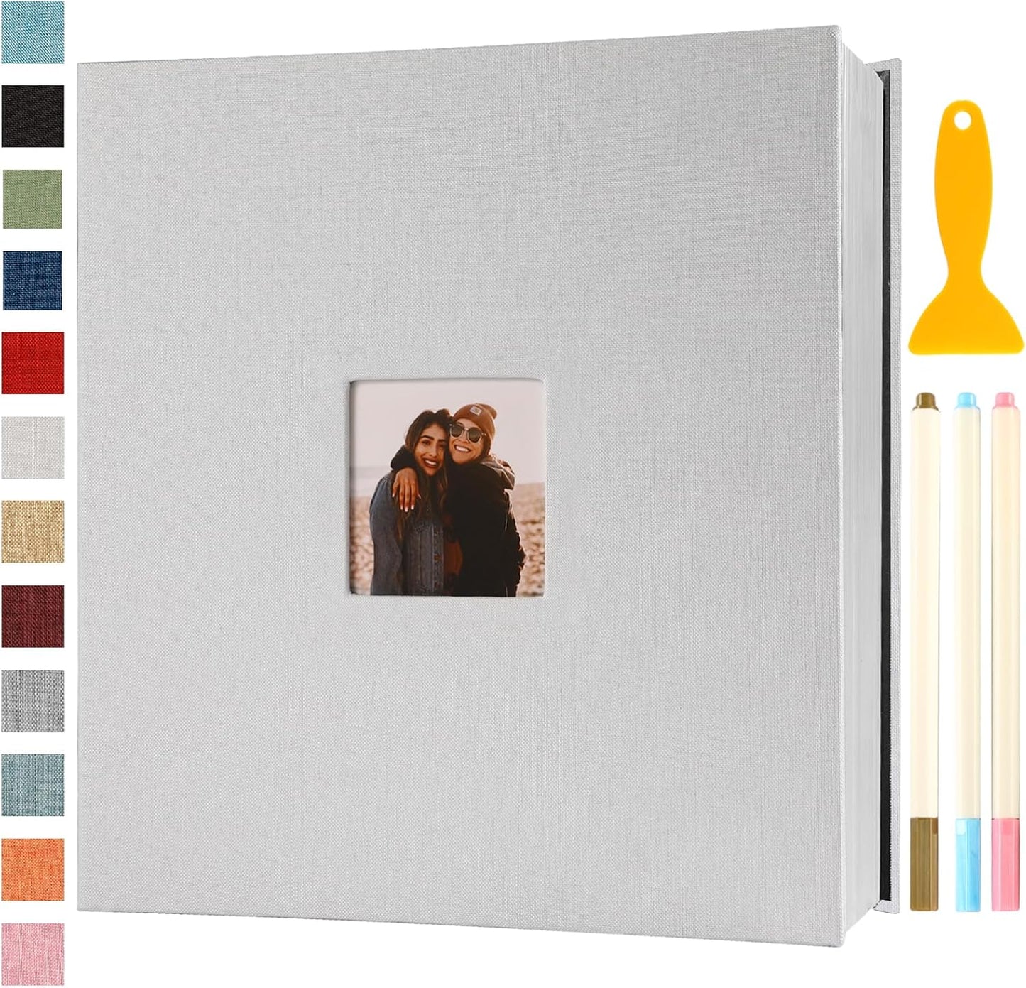 Photo Album Self Adhesive Pages Scrapbook Magnetic Photo Albums for 4x6 5x7 8x10 Pictures Sticky Pages Books for Baby Family Wedding 13.2x12.8 White 120 Pages