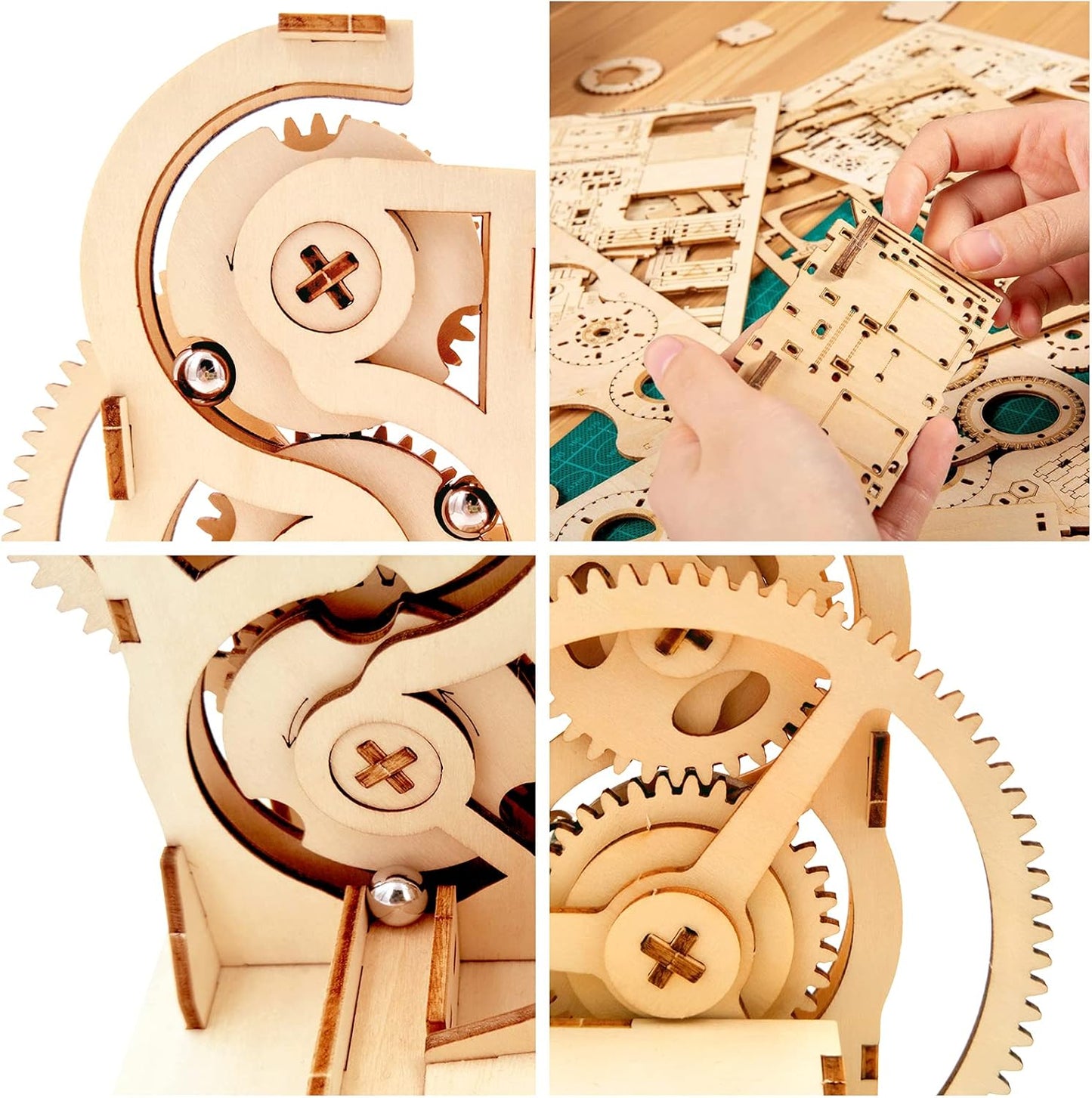 Solar 3D Wooden Puzzle Marble Run DIY Model Kit Craft Sets Educational Wood Mechanical Building Toys STEM Science Experiments Projects Birthday Gift for Adult Men Kids