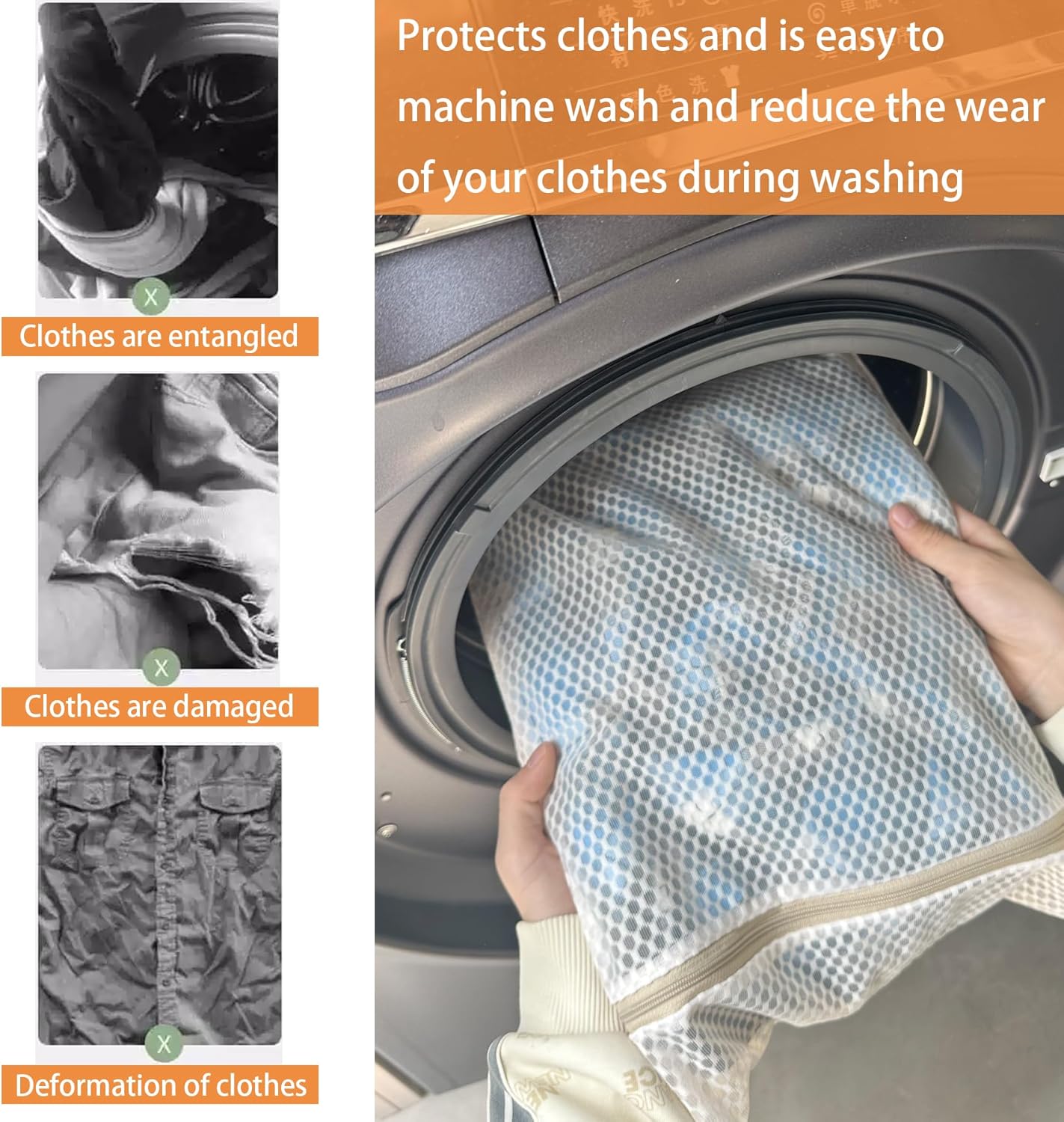 6 Pack Laundry Bag, Durable Honeycomb Mesh Laundry Bags Suitable for Delicate Clothes Washing (3 Large, 3 Medium) Beige