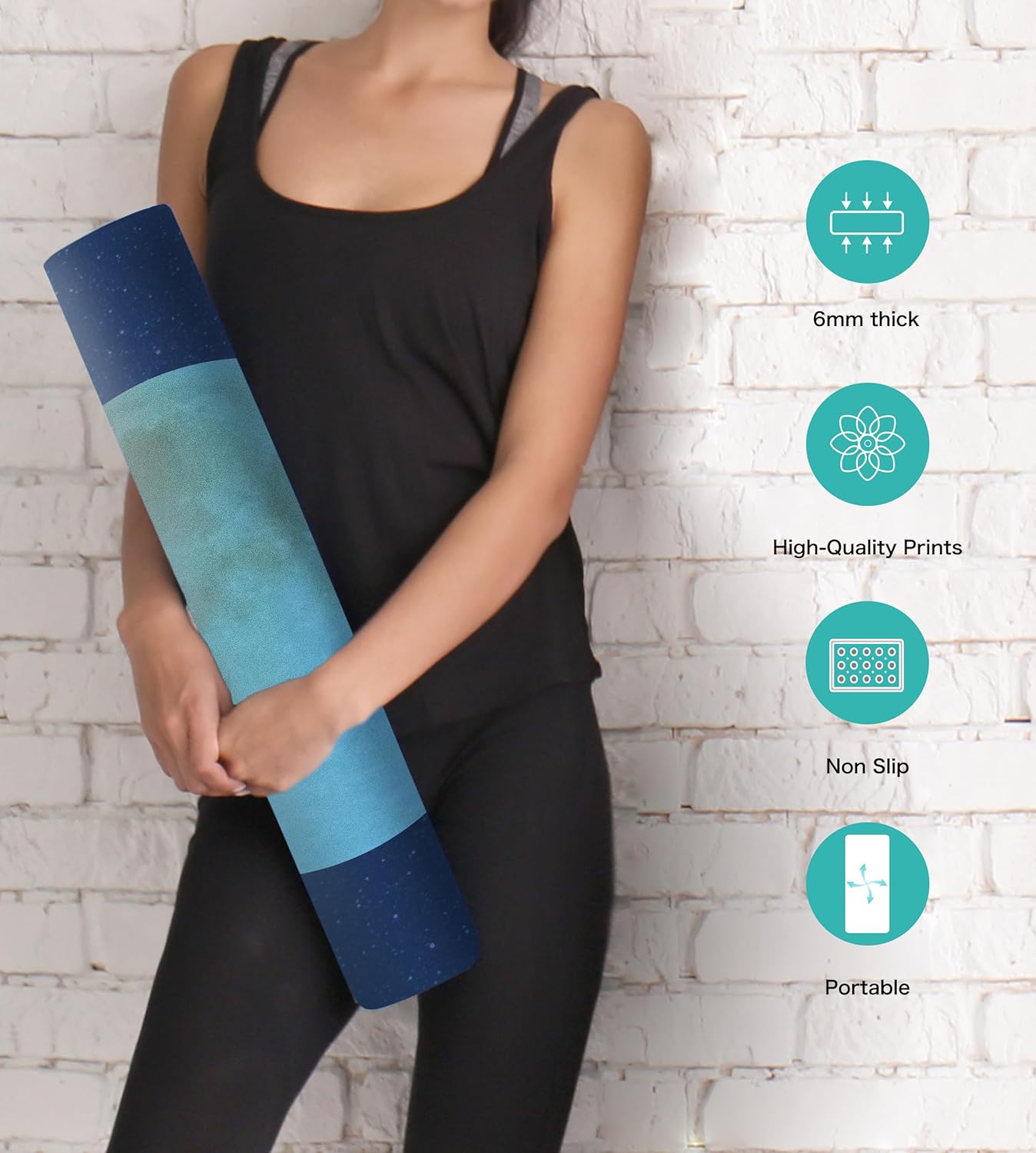 Non Slip Yoga Mat TPE Workout Mat for Men Women, Thick Workout Mat with Carrying Strap, Fitness Mats for Exercise, Yoga, Fitness, Pilates, Floor Workouts (72" x 24" x 6mm)