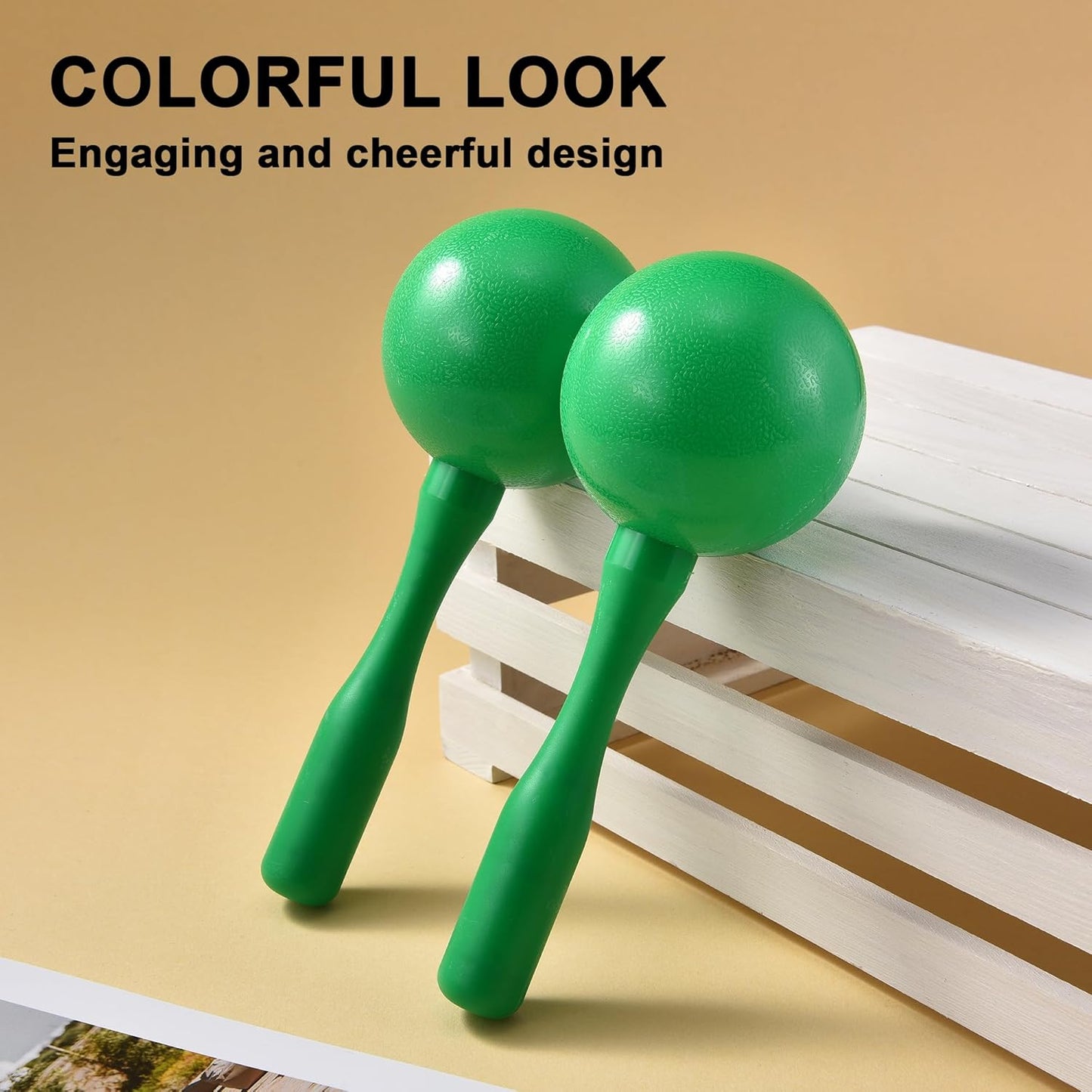 Maracas for Kids Adults, 8 Inch, Set of 2, Green