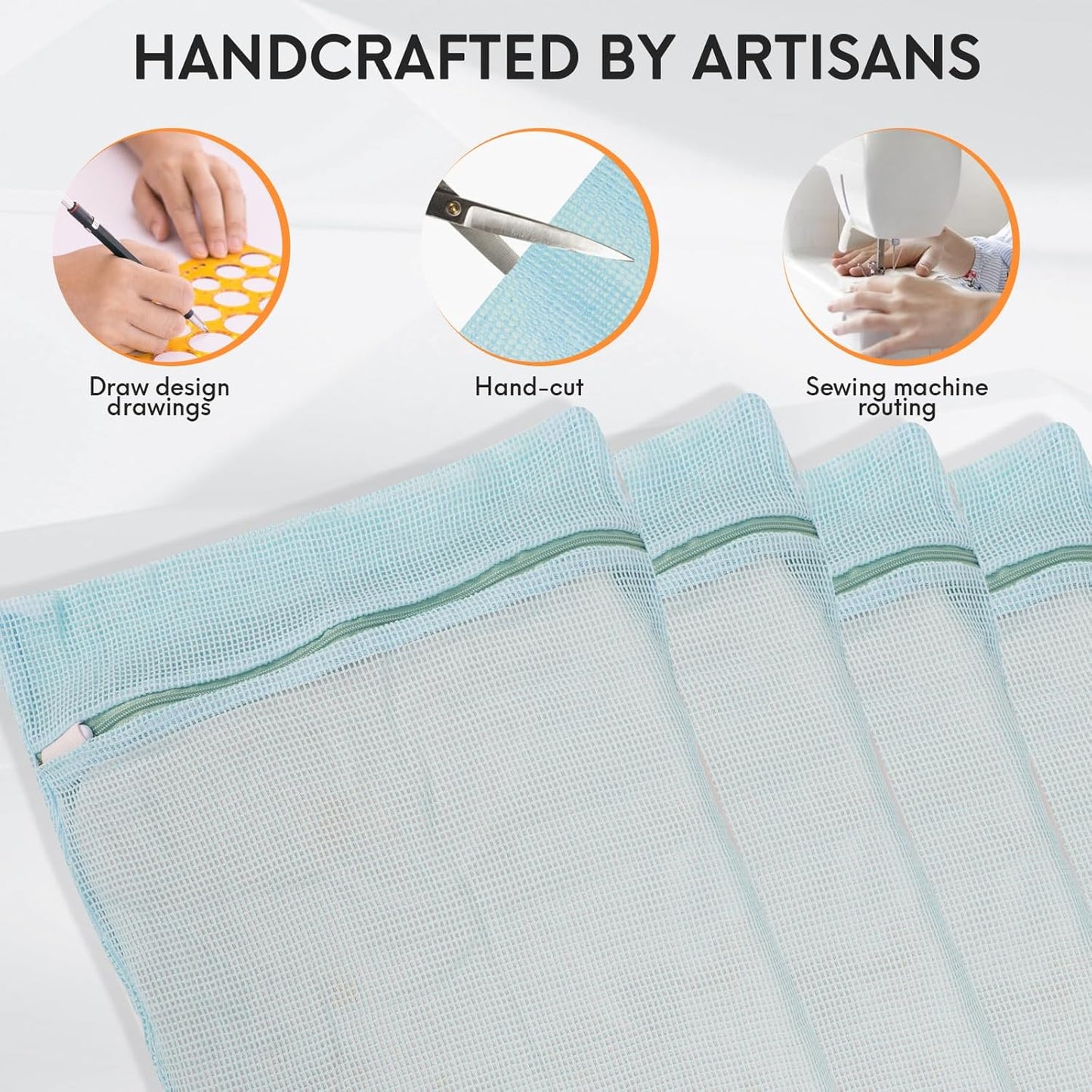 4-Piece Blue Medium Durable Organic Cotton Mesh Laundry Bags with Sturdy Zippers and Breathable Mesh are Delicate Laundry Bags for Underwear, Clothes, Pants and Socks