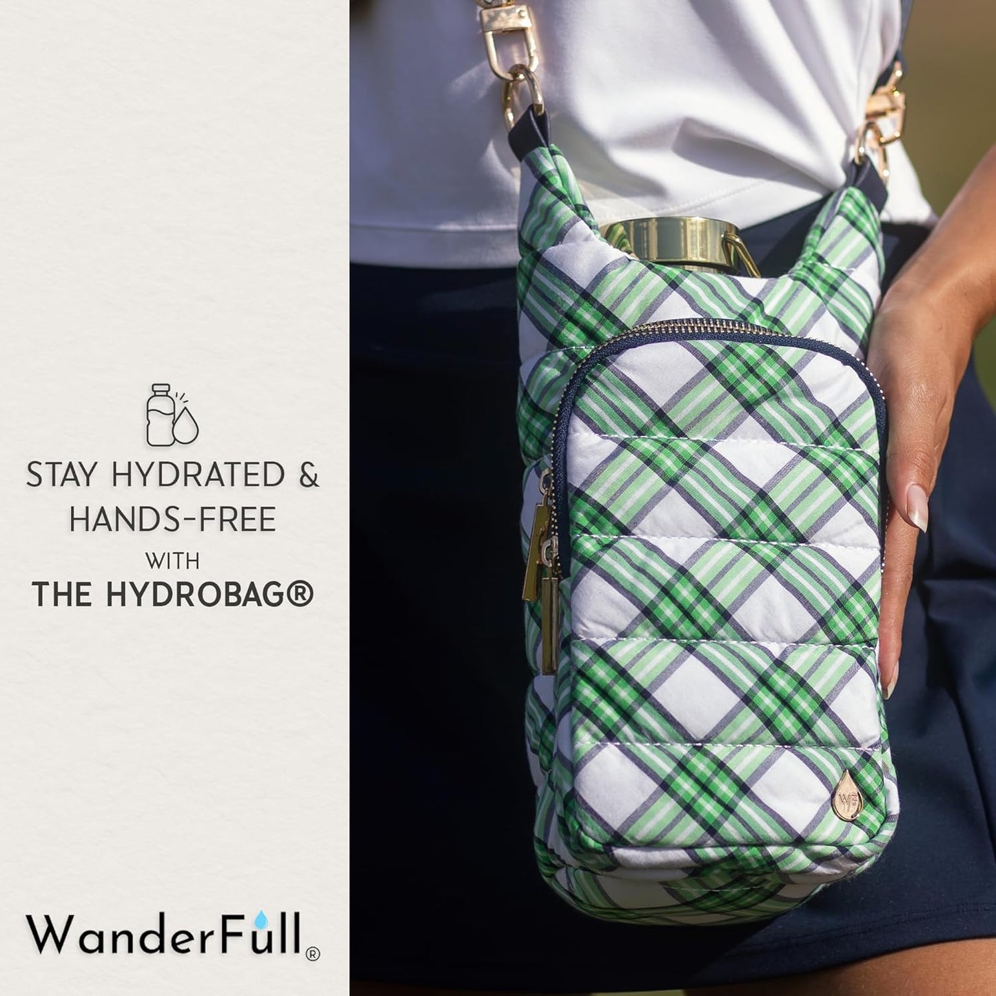WanderFull® Original HydroBag® Collection, Water Bottle Holder w/Strap & Phone Pocket, Hands-Free Crossbody Water Bottle Bag