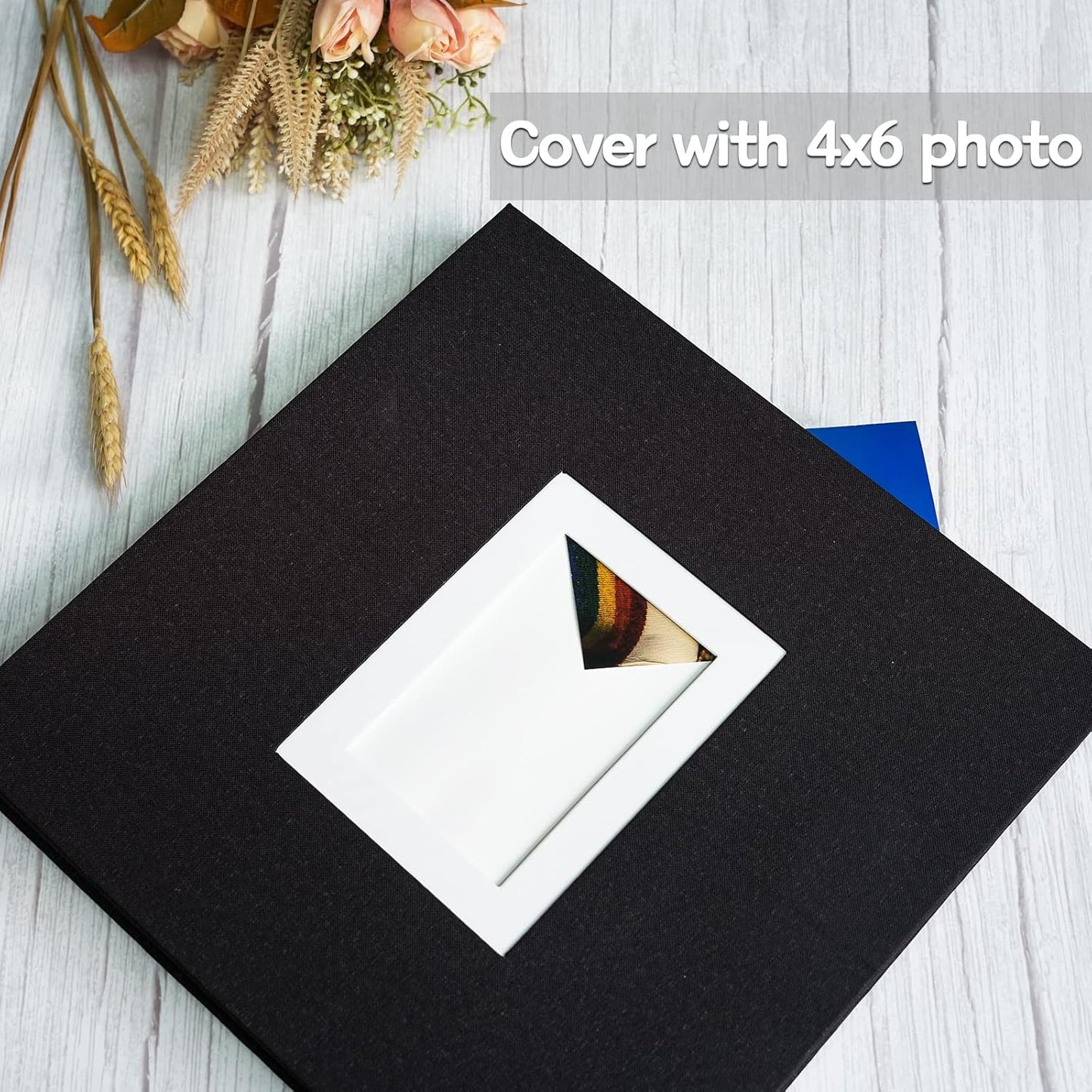 Vienrose Photo Album Self Adhesive for 2x3 4x6 5x7 8x10 Pictures DIY Scrapbook 40 Blank Pages Linen Cover Memory Book for Wedding, Baby Growth, Travel, Black