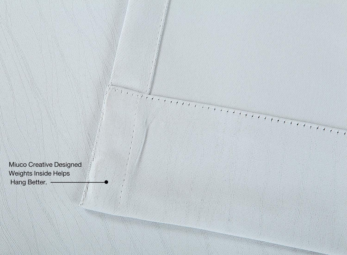 MIUCO Room Darkening Curtains Textured Grommet Thermal Insulated Blackout Curtains for Bedroom Set of 2 52x95 Inch Greyish White