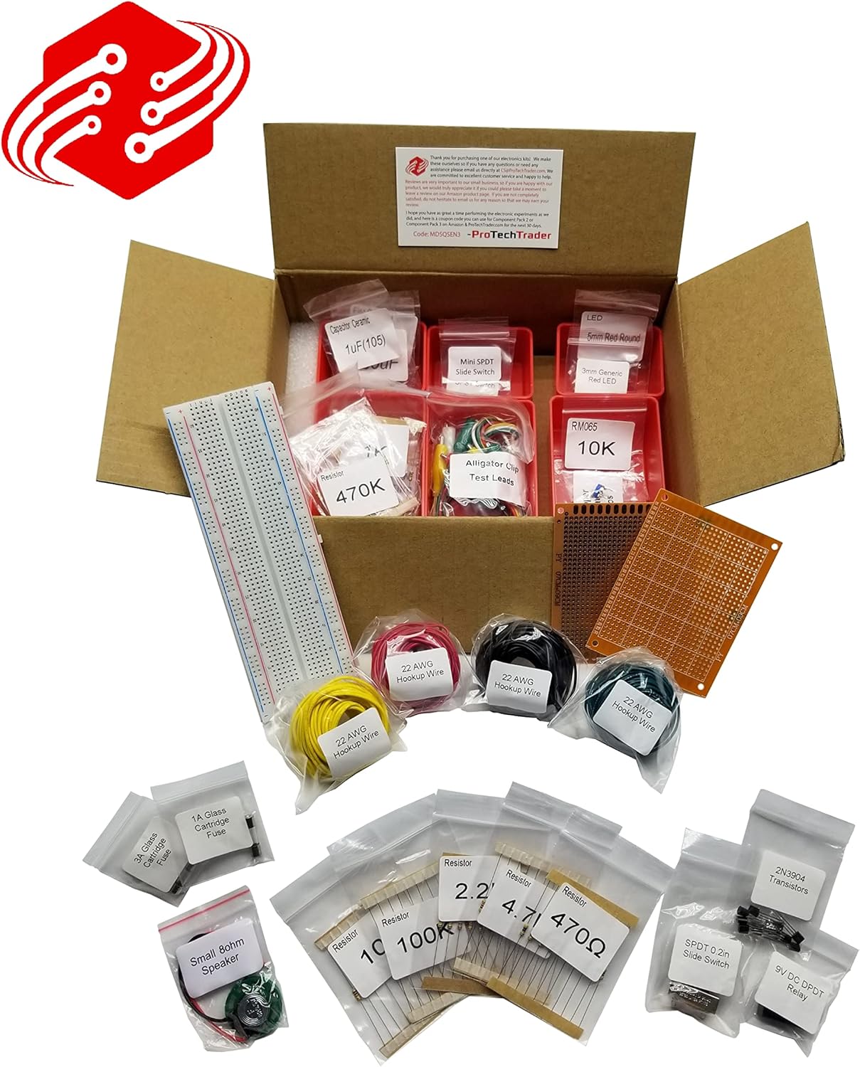 Make: Electronics 3rd Ed Kit 1 Economy - Beginner, Intermediate, & Advanced (Teen - Adult) Component Pack for The Experiments in Make: Electronics 3rd Ed by Charles Platt - Covers Sections 1-3