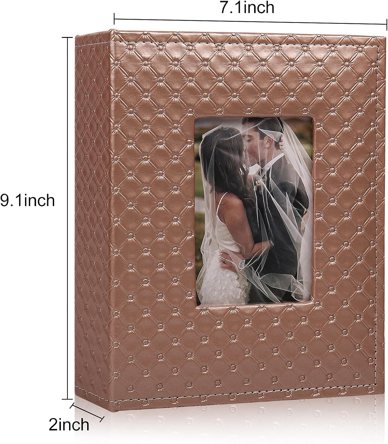 RECUTMS Small 4x6 Premium Leather Cover Slot Photo Album with 200 Pockets, Brown