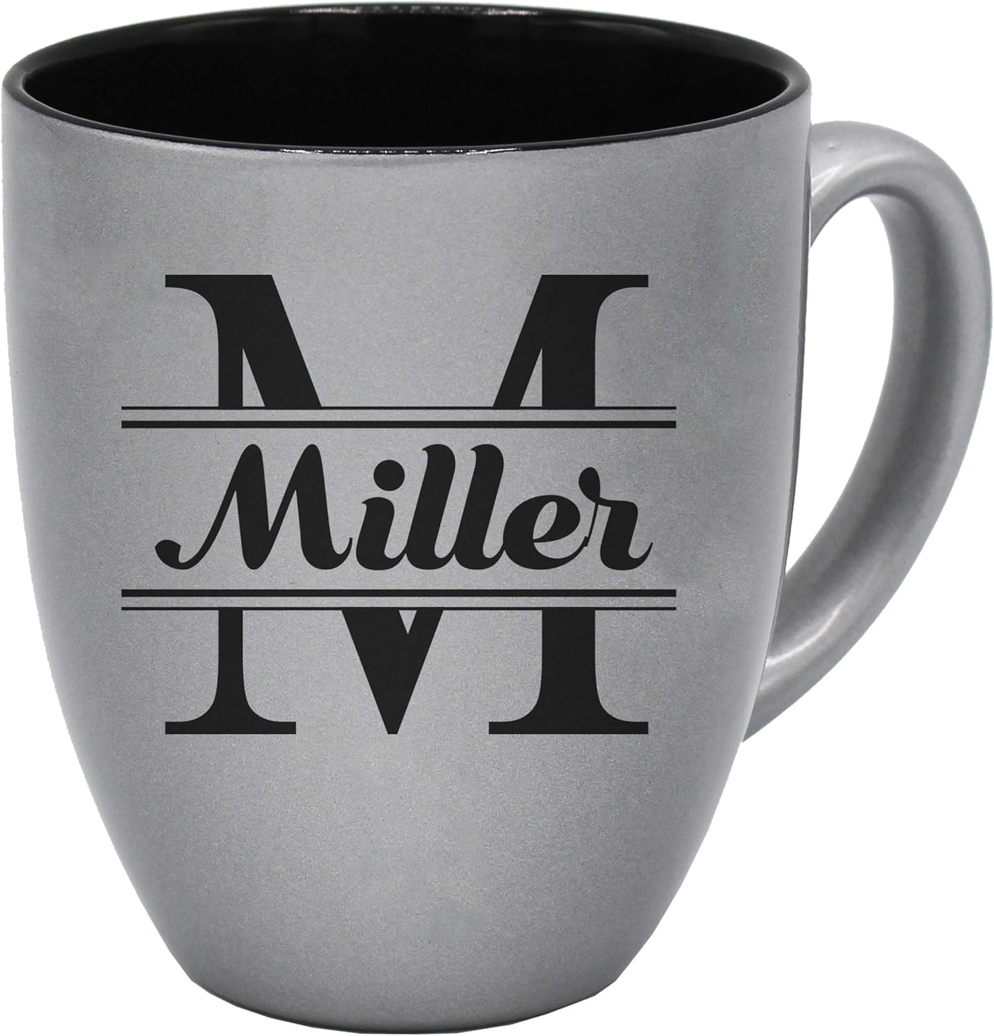 Custom Engraved Coffee Latte Mug - Personalized Coffee and Tea Cup (Silver)