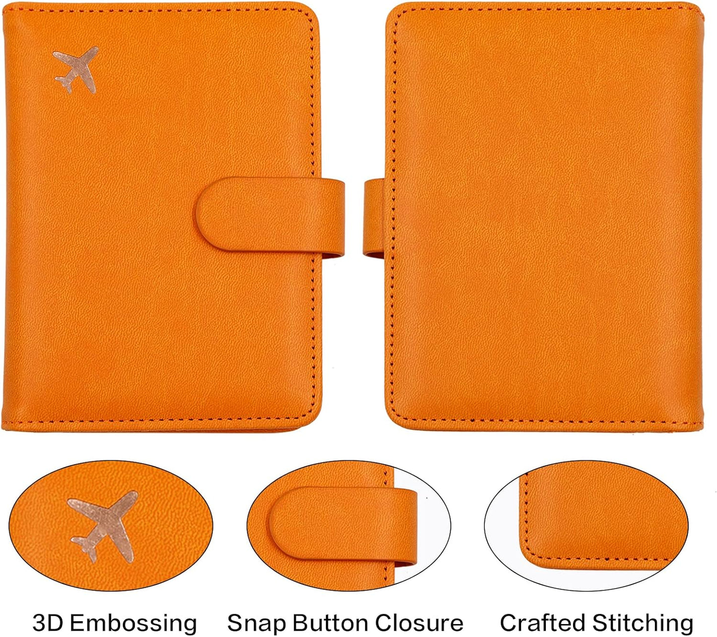 Melsbrinna Rfid Passport Holder for Travel women/Men, Cute Passport Wallet Rfid Blocking Card Slots, Rfid Passport Cover/CaseTravel Wallet, Passport Book Holder (1, Orange)