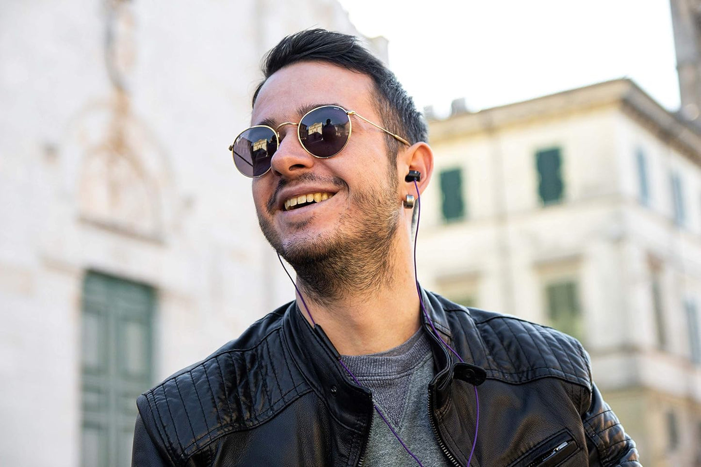 LUDOS Clamor Wired Earbuds in-Ear Headphones, 5 Years Warranty, Earphones with Microphone, Noise Isolating Ear Buds, Memory Foam for iPhone, Samsung, School Students, Kids, Women, Small Ears - Purple