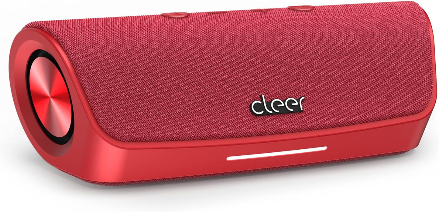 Cleer Scene Portable Bluetooth Speaker,IPX7 Waterproof,Powerful Sound and Deep Bass,Built-in Echo and Noise Canceling Microphone,12 Hours Battery,for Office,Home,Outdoors and Travel-Red