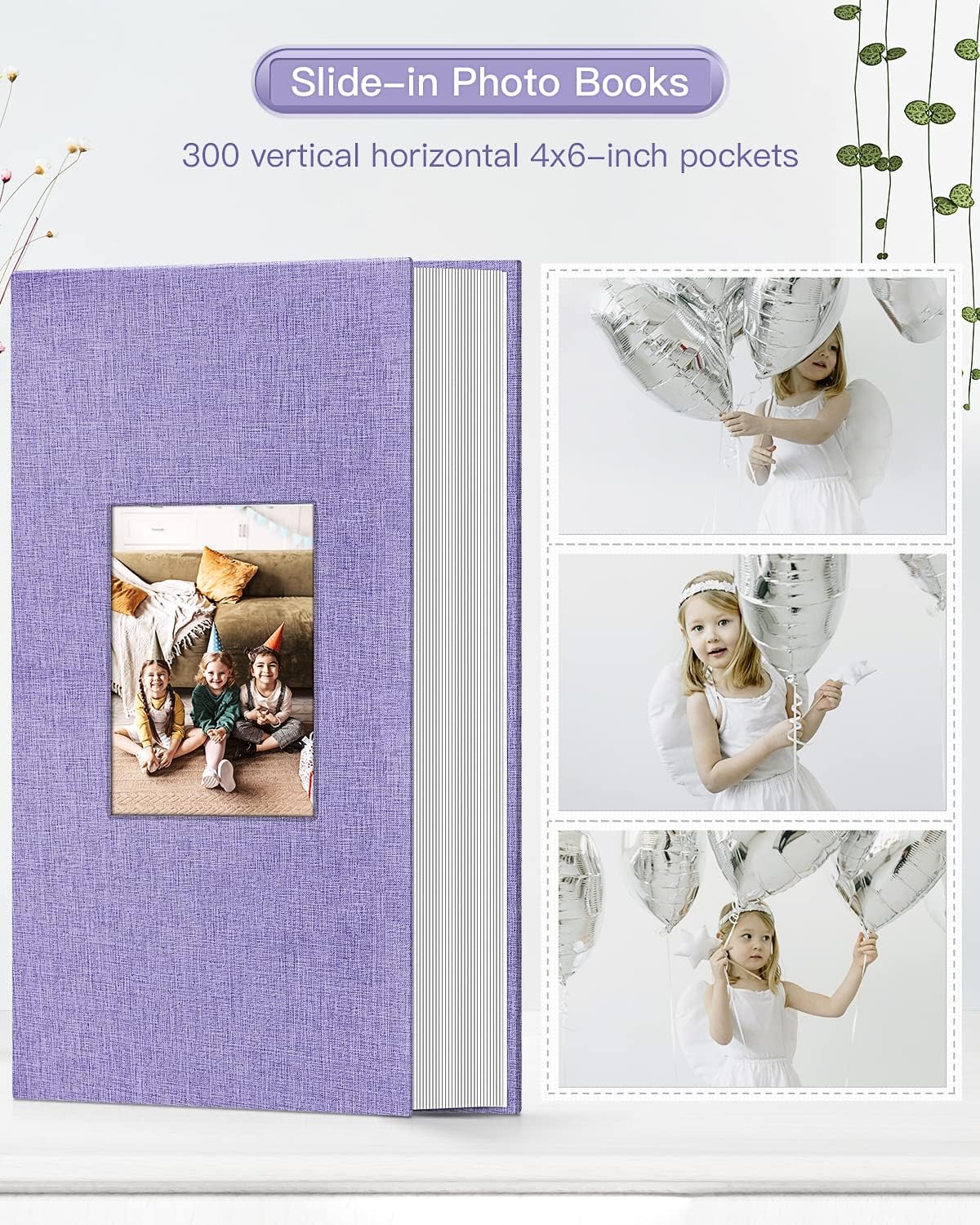 popotop Photo Album 4x6-300 Photos Linen Cover Photo Books with 300 Horizontal Pockets,Slip-in Picture Albums for Family Wedding Anniversary Baby Vacation Pictures