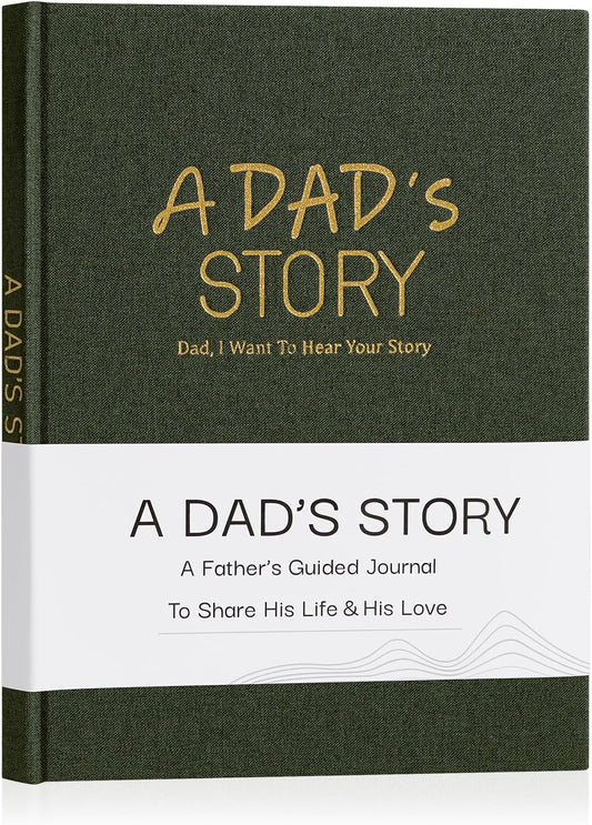 Artmag Dad's Life Story Journal Family Keepsake Book Linen Hardcover for Dad to Share His Memories, with 250+ Prompt Questions Book Gift for Birthday Father's Day Christmas (Dark Green)
