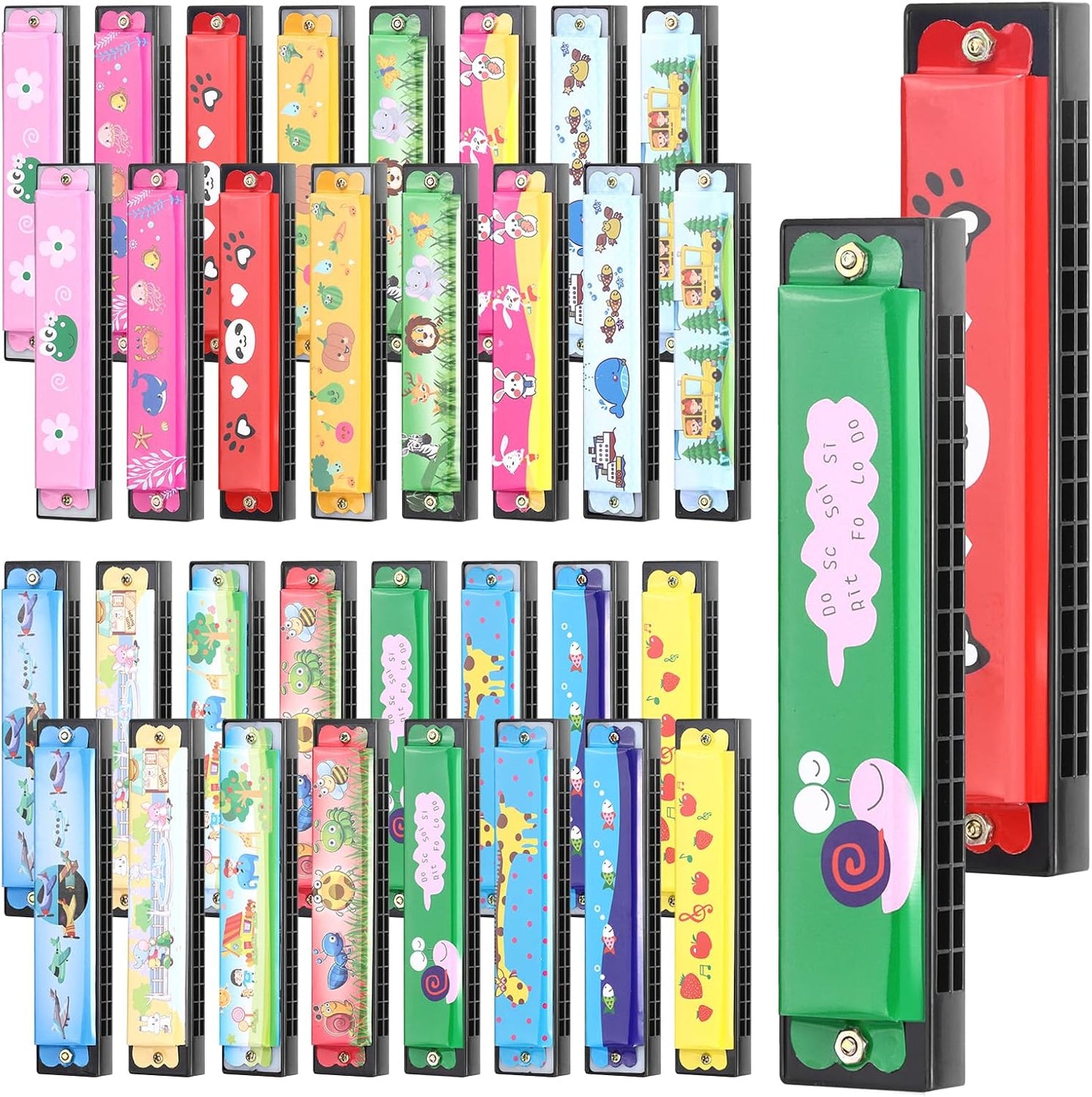 32 Pcs Harmonica, 16 Holes Cartoon Harmonica Toy with Double Row - Perfect for Adult Beginners' Musical Instrument Toy Gift, Birthday Parties, Christmas harmonicas