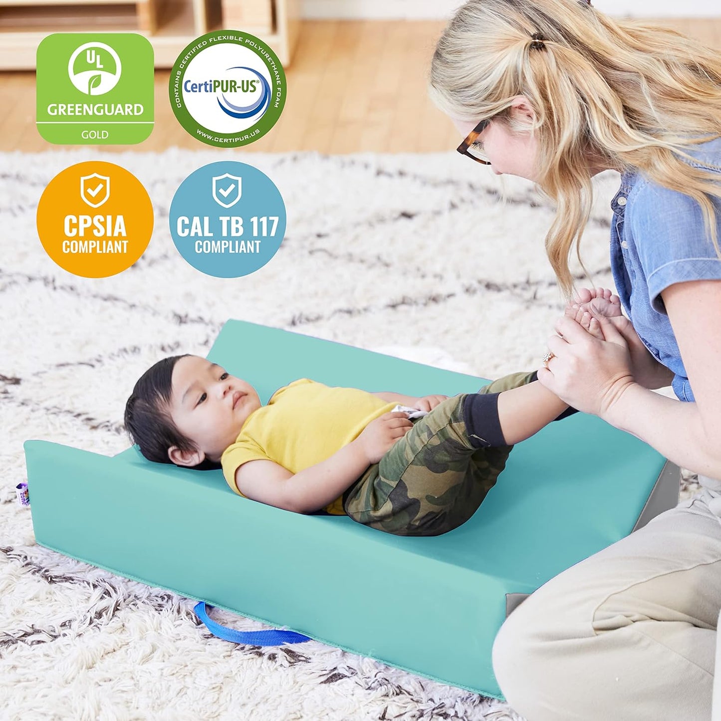 ECR4Kids SoftZone Baby Changing Pad, Contoured, Seafoam/Light Grey