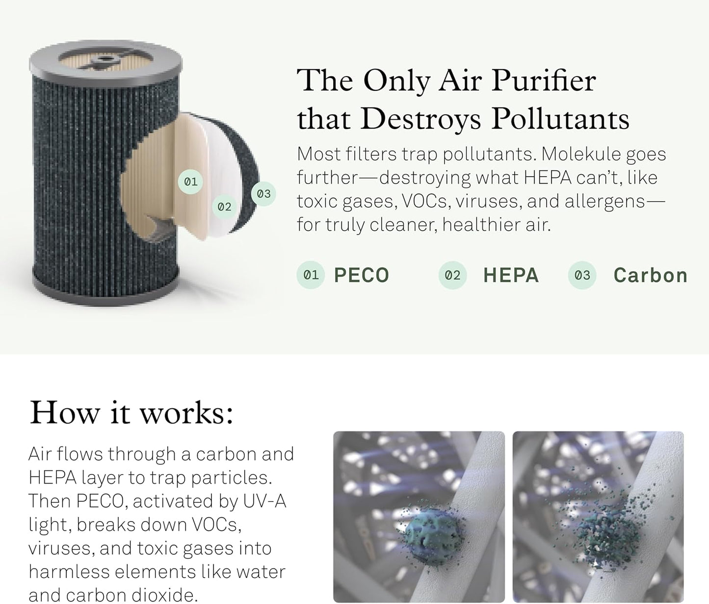 Molekule Air Pro Air Purifier - Purifies Rooms Up to 1000 Sq Ft with High Foot Traffic - FDA Cleared for Destruction of Viruses, Bacteria & Mold - Silver