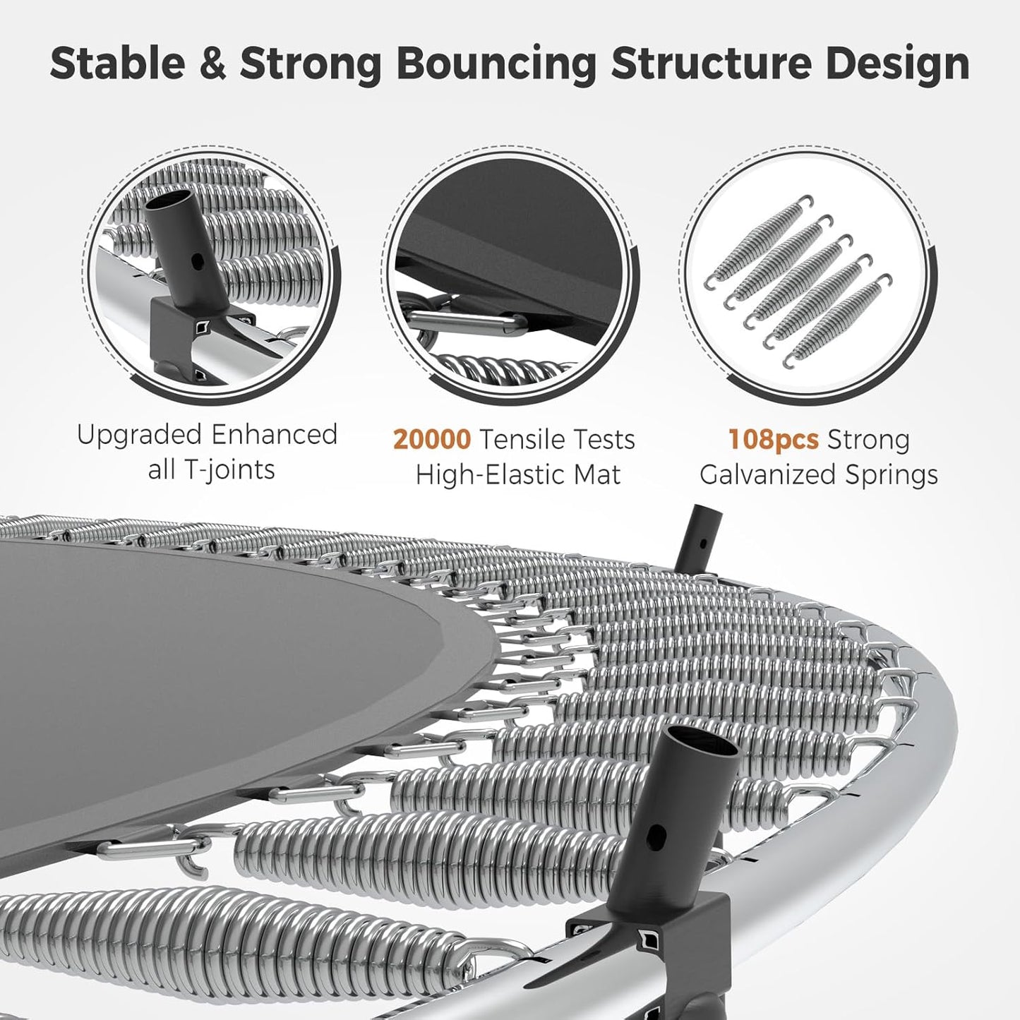 Tatub Large Trampolines Outdoor 10 12 14 15 16FT for Kids and Adults,Outdoor Recreational Pumpkin Trampolines with Curved Poles and Safety Enclosure Net, Basketball Hoop, Ladder